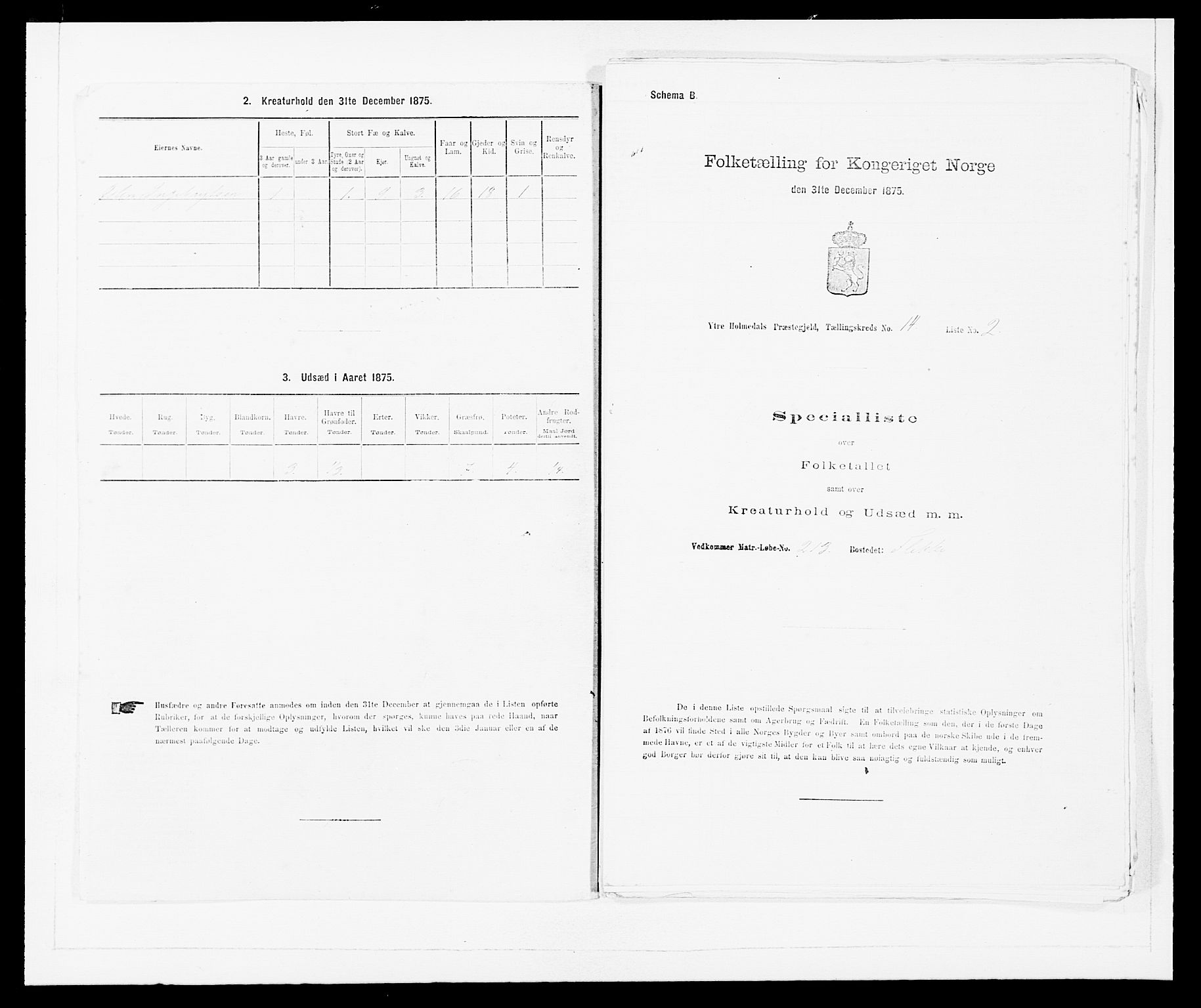 SAB, 1875 census for 1429P Ytre Holmedal, 1875, p. 929