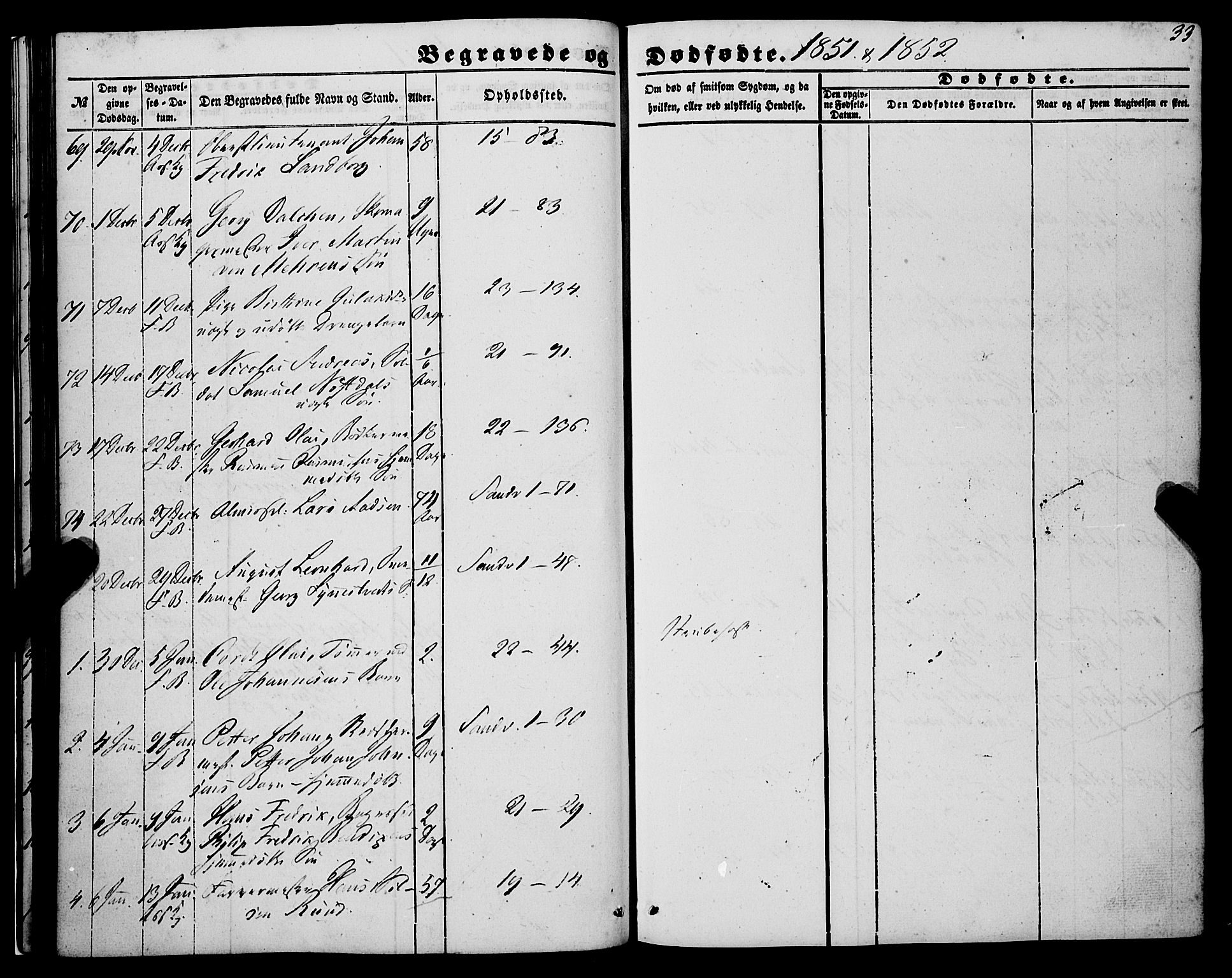 Korskirken sokneprestembete, SAB/A-76101/H/Haa: Parish register (official) no. E 2, 1848-1862, p. 33