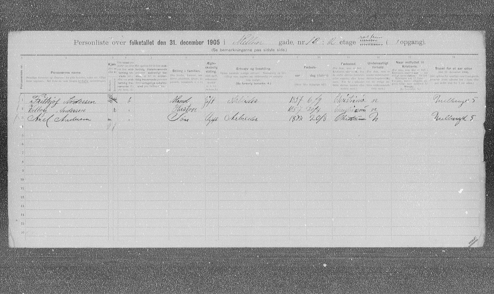 OBA, Municipal Census 1905 for Kristiania, 1905, p. 34218