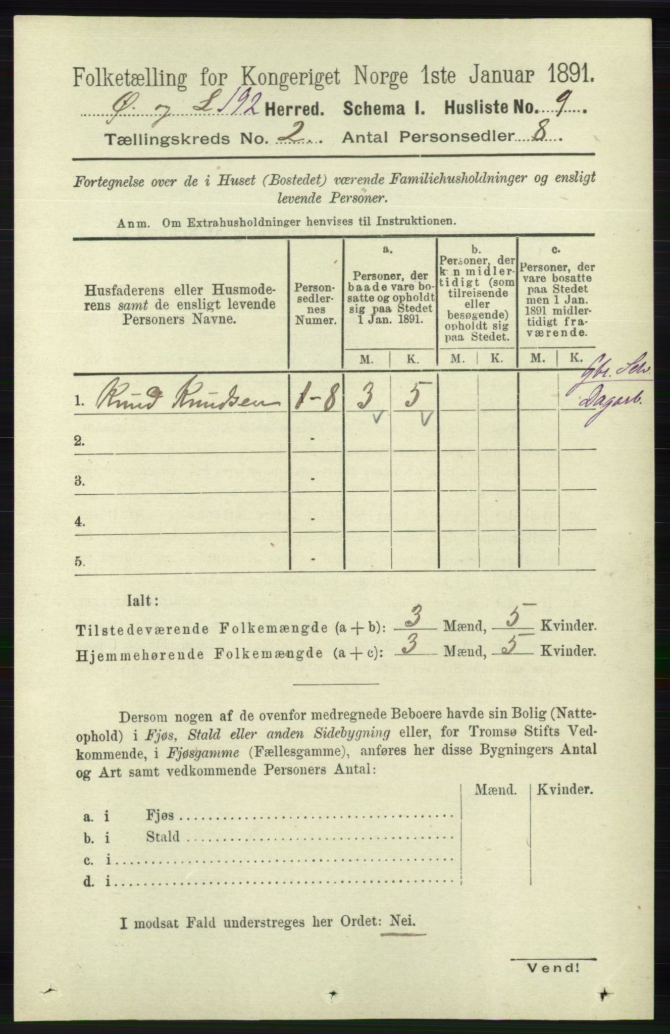 RA, 1891 census for 1021 Øyslebø og Laudal, 1891, p. 439