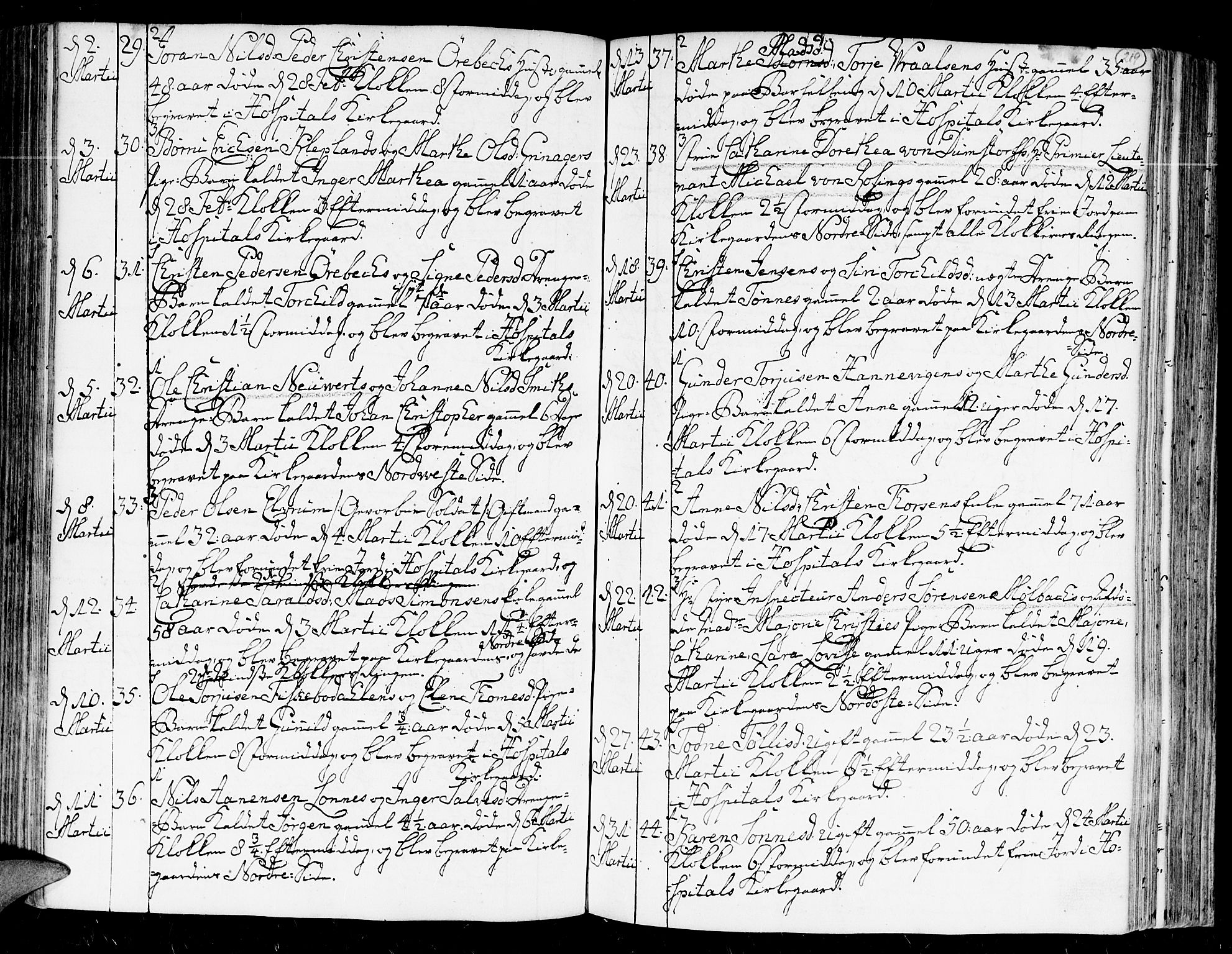 Kristiansand domprosti, AV/SAK-1112-0006/F/Fa/L0004: Parish register (official) no. A 4, 1762-1794, p. 219