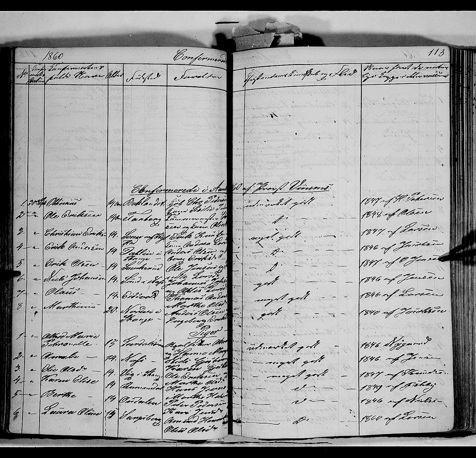 Vang prestekontor, Hedmark, SAH/PREST-008/H/Ha/Haa/L0011: Parish register (official) no. 11, 1852-1877, p. 113