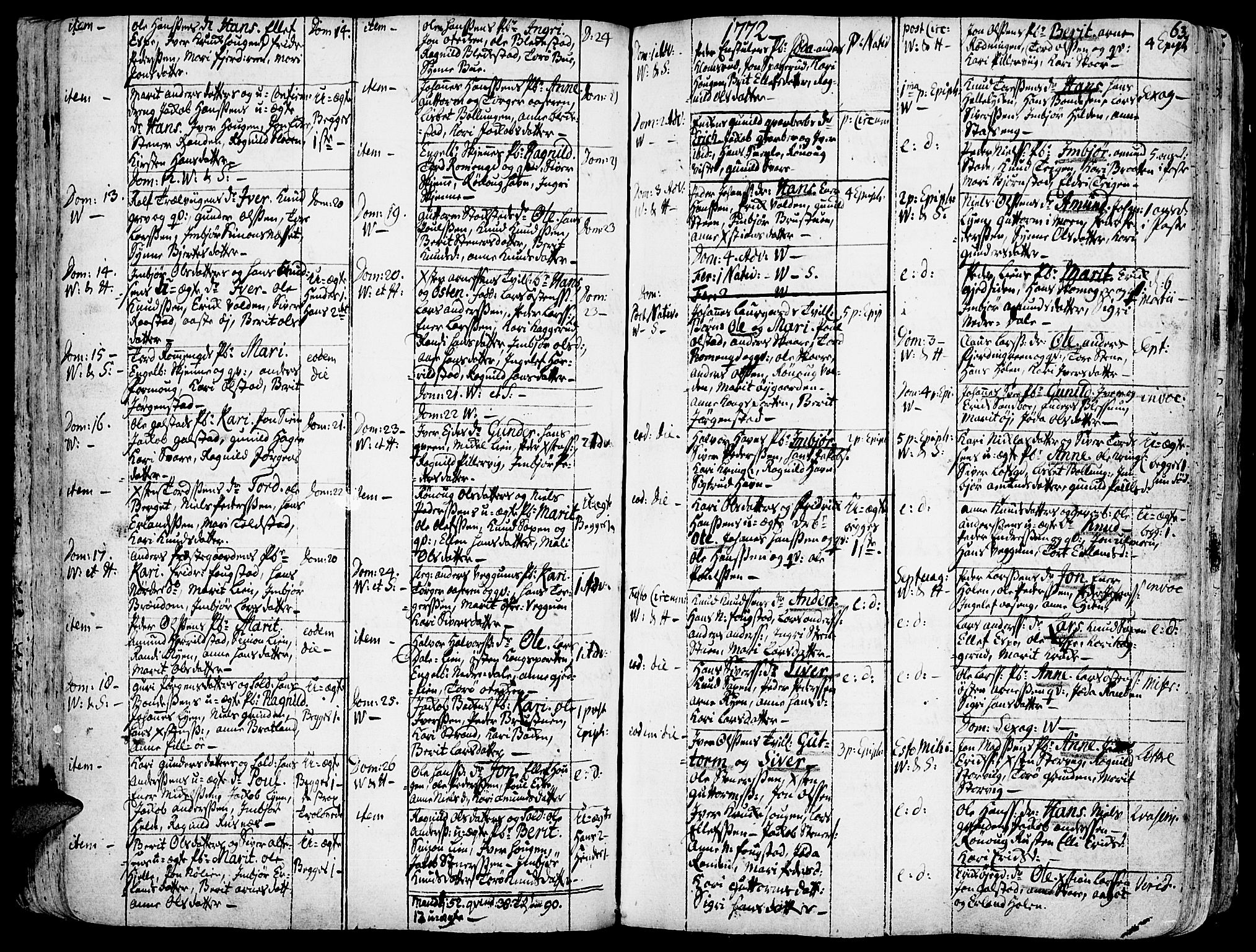 Vågå prestekontor, SAH/PREST-076/H/Ha/Haa/L0001: Parish register (official) no. 1, 1739-1810, p. 63