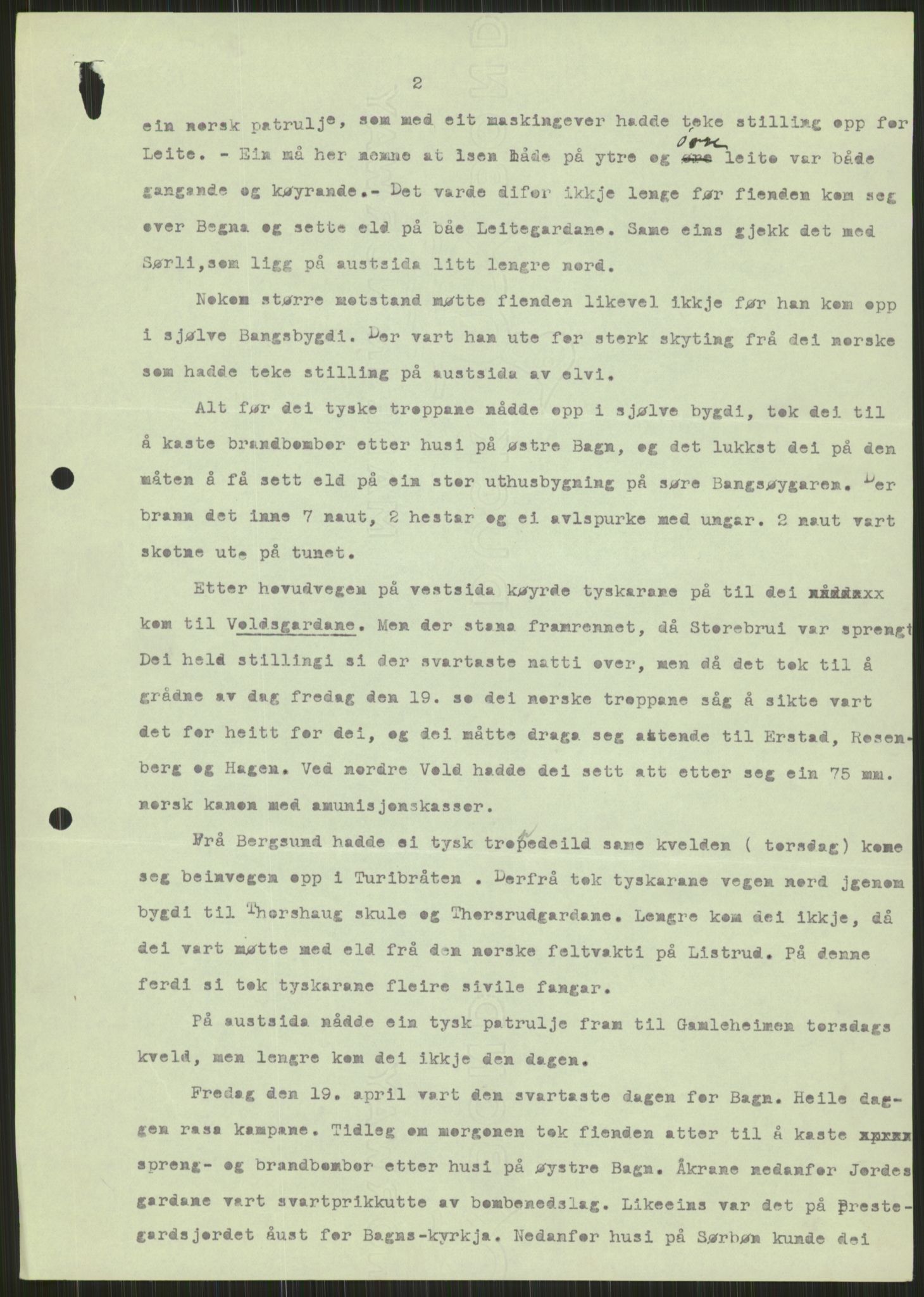 Forsvaret, Forsvarets krigshistoriske avdeling, AV/RA-RAFA-2017/Y/Ya/L0014: II-C-11-31 - Fylkesmenn.  Rapporter om krigsbegivenhetene 1940., 1940, p. 209