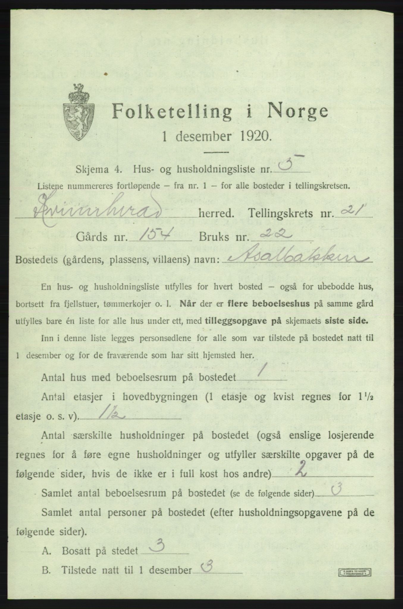 SAB, 1920 census for Kvinnherad, 1920, p. 3306