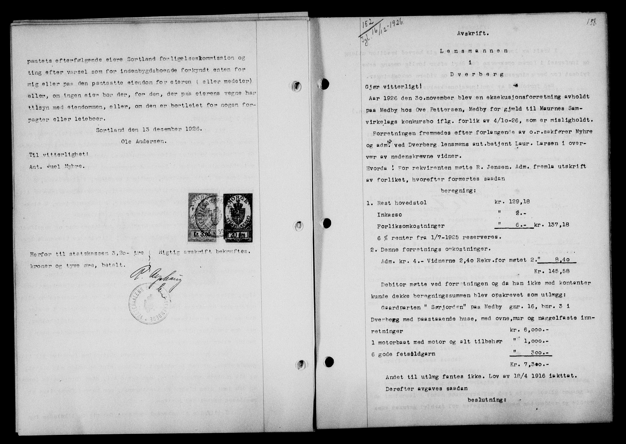 Vesterålen sorenskriveri, SAT/A-4180/1/2/2Ca/L0043: Mortgage book no. 36, 1926-1927, Deed date: 16.12.1926