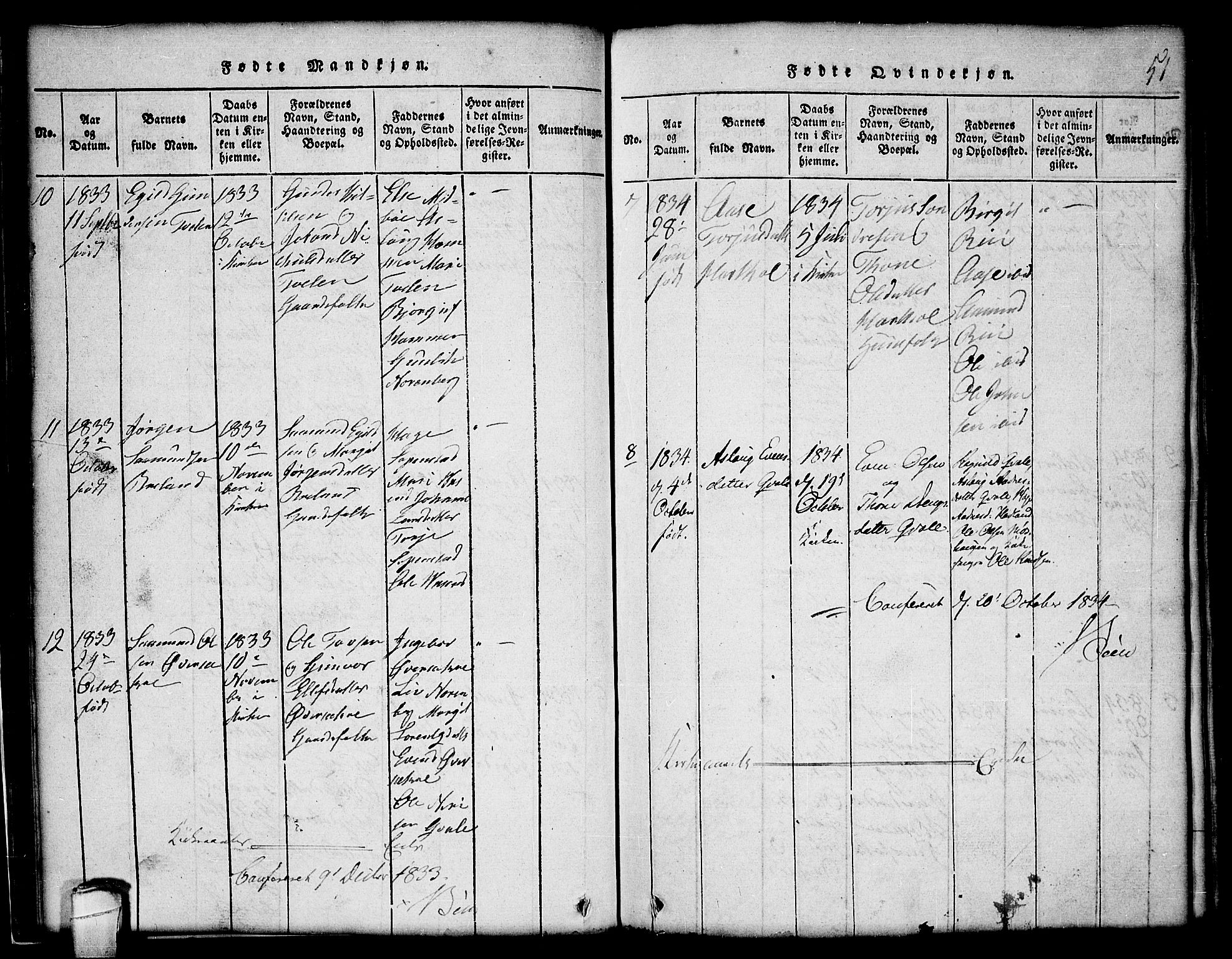 Lårdal kirkebøker, SAKO/A-284/G/Gc/L0001: Parish register (copy) no. III 1, 1815-1854, p. 51