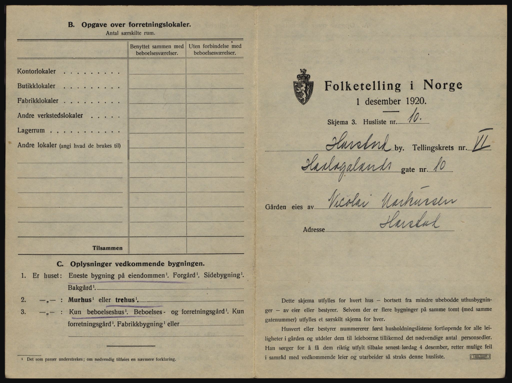 SATØ, 1920 census for Harstad, 1920, p. 637