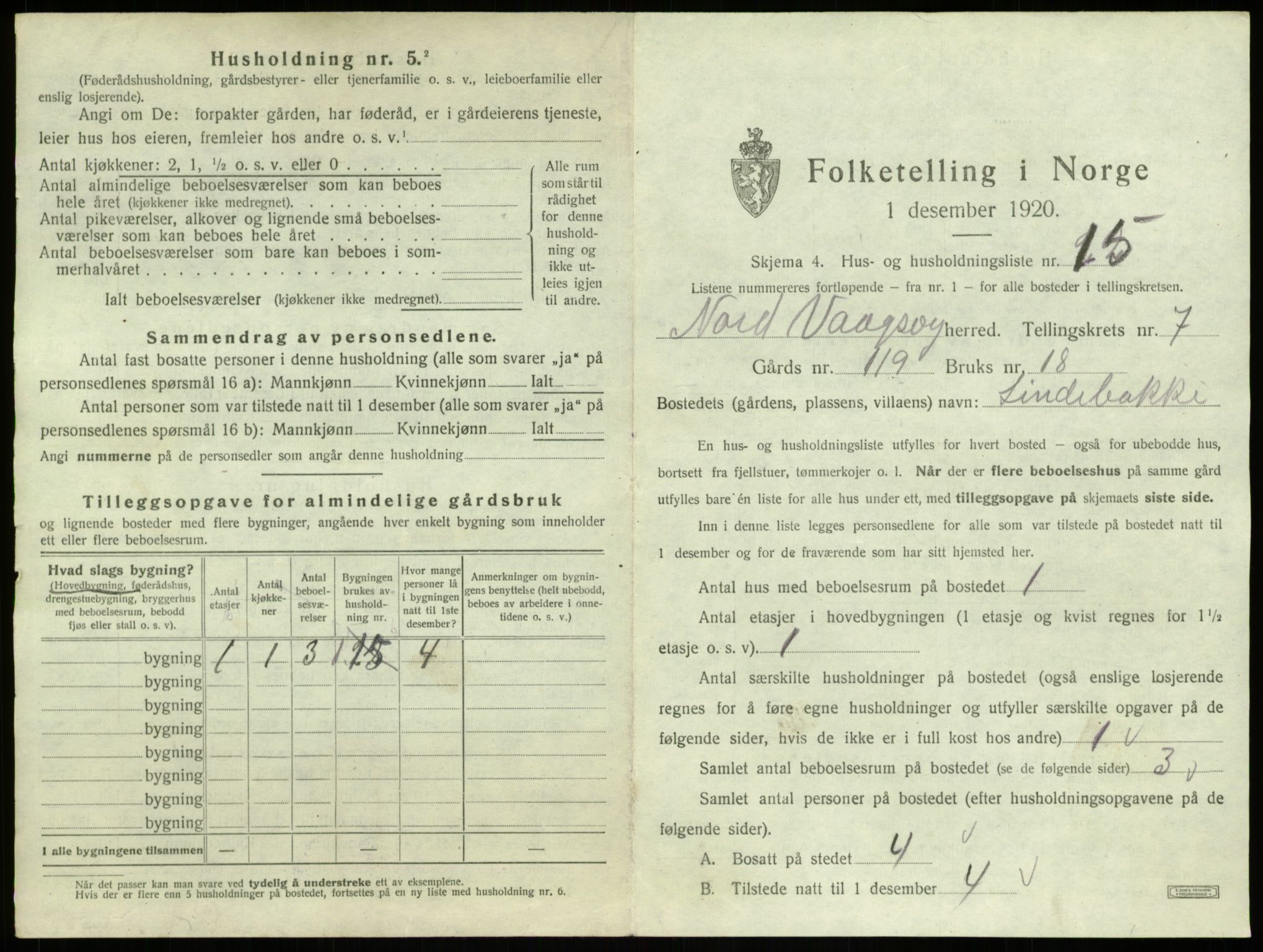 SAB, 1920 census for Nord-Vågsøy, 1920, p. 374