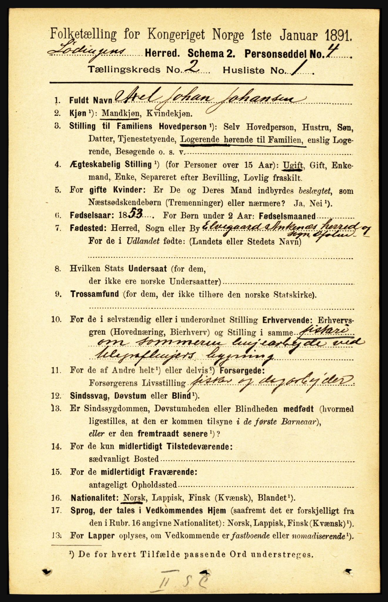 RA, 1891 census for 1851 Lødingen, 1891, p. 738