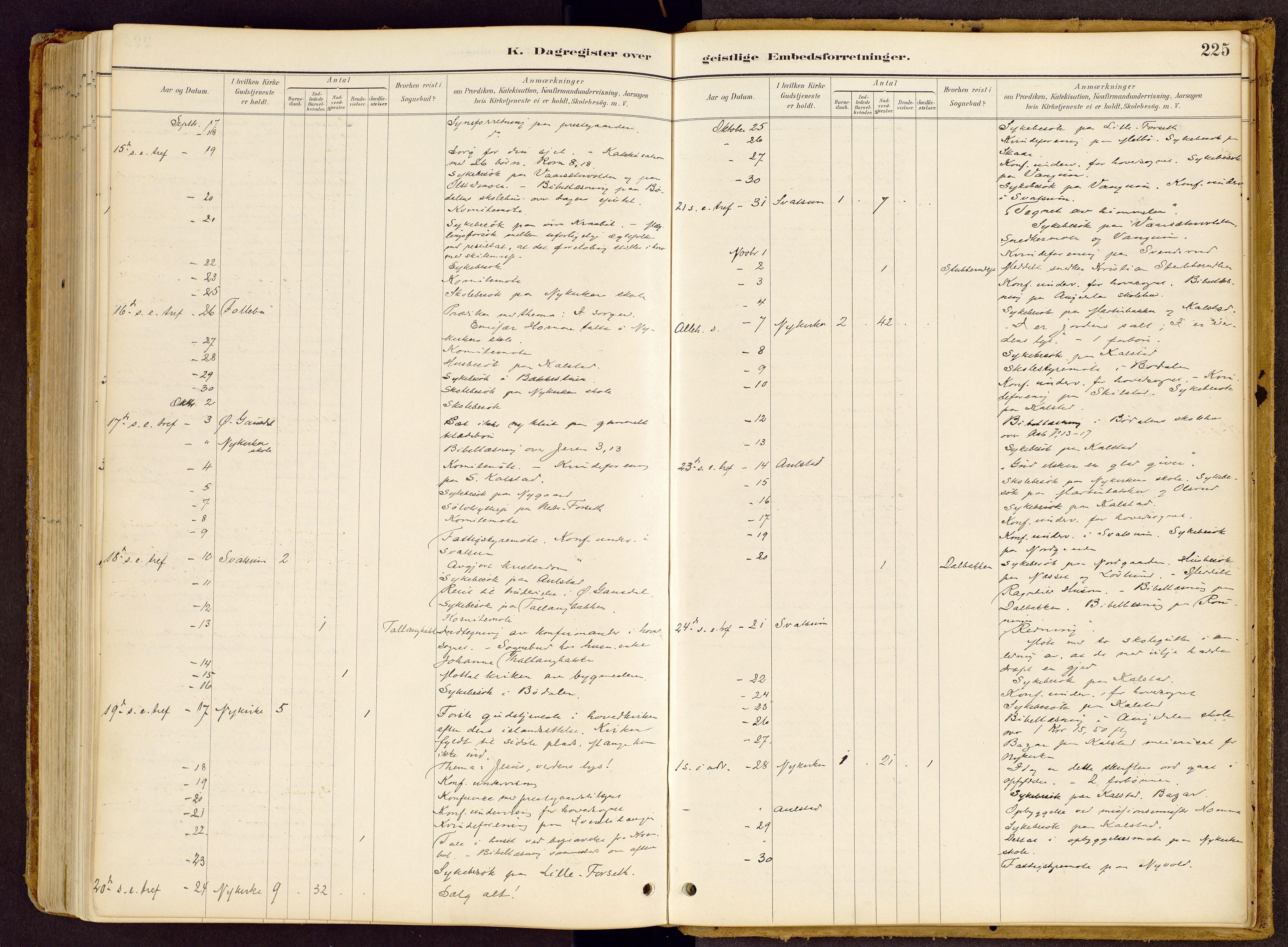 Vestre Gausdal prestekontor, SAH/PREST-094/H/Ha/Haa/L0002: Parish register (official) no. 2, 1887-1918, p. 225