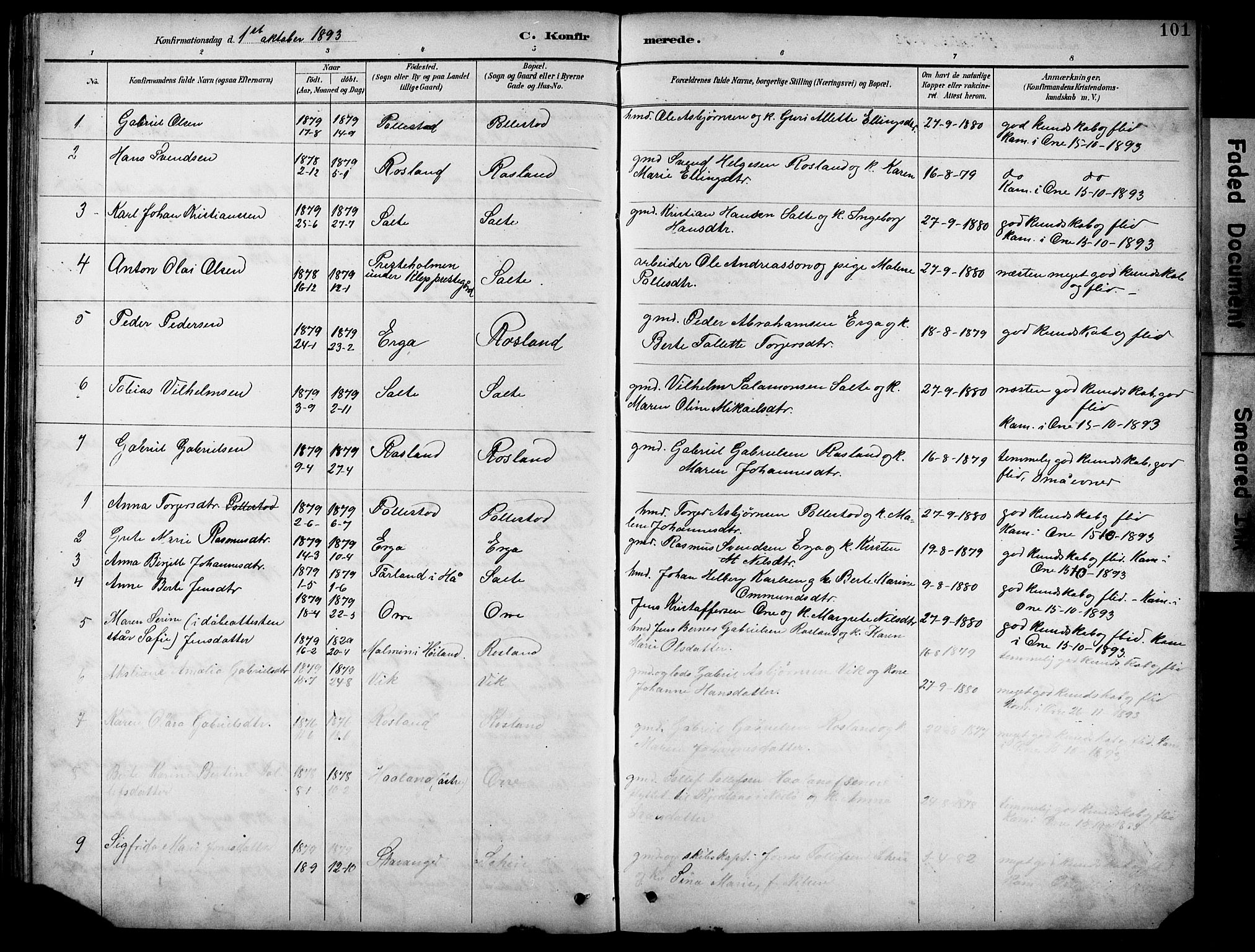 Klepp sokneprestkontor, SAST/A-101803/001/3/30BB/L0005: Parish register (copy) no. B 5, 1889-1918, p. 101