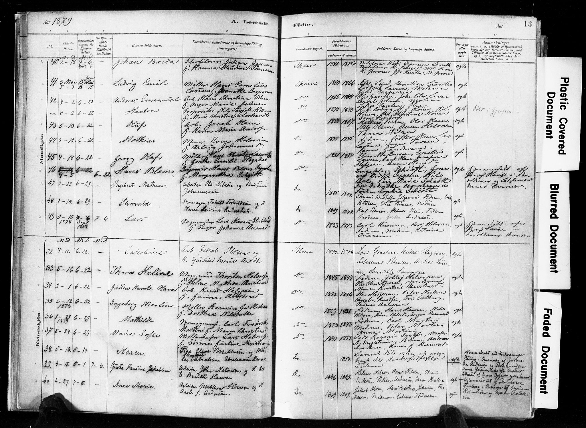 Skien kirkebøker, AV/SAKO-A-302/F/Fa/L0009: Parish register (official) no. 9, 1878-1890, p. 13