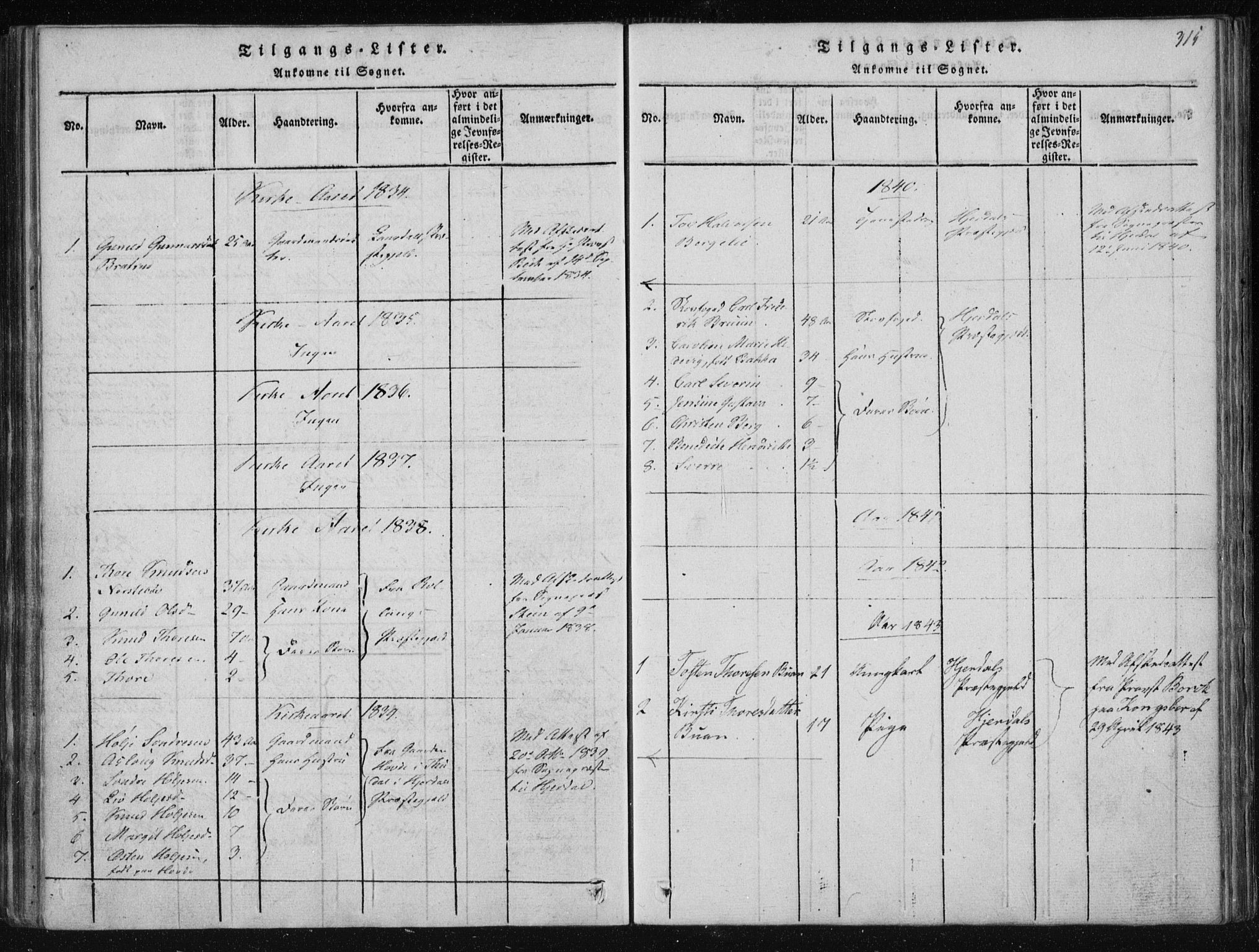 Tinn kirkebøker, AV/SAKO-A-308/F/Fa/L0004: Parish register (official) no. I 4, 1815-1843, p. 314b-315a