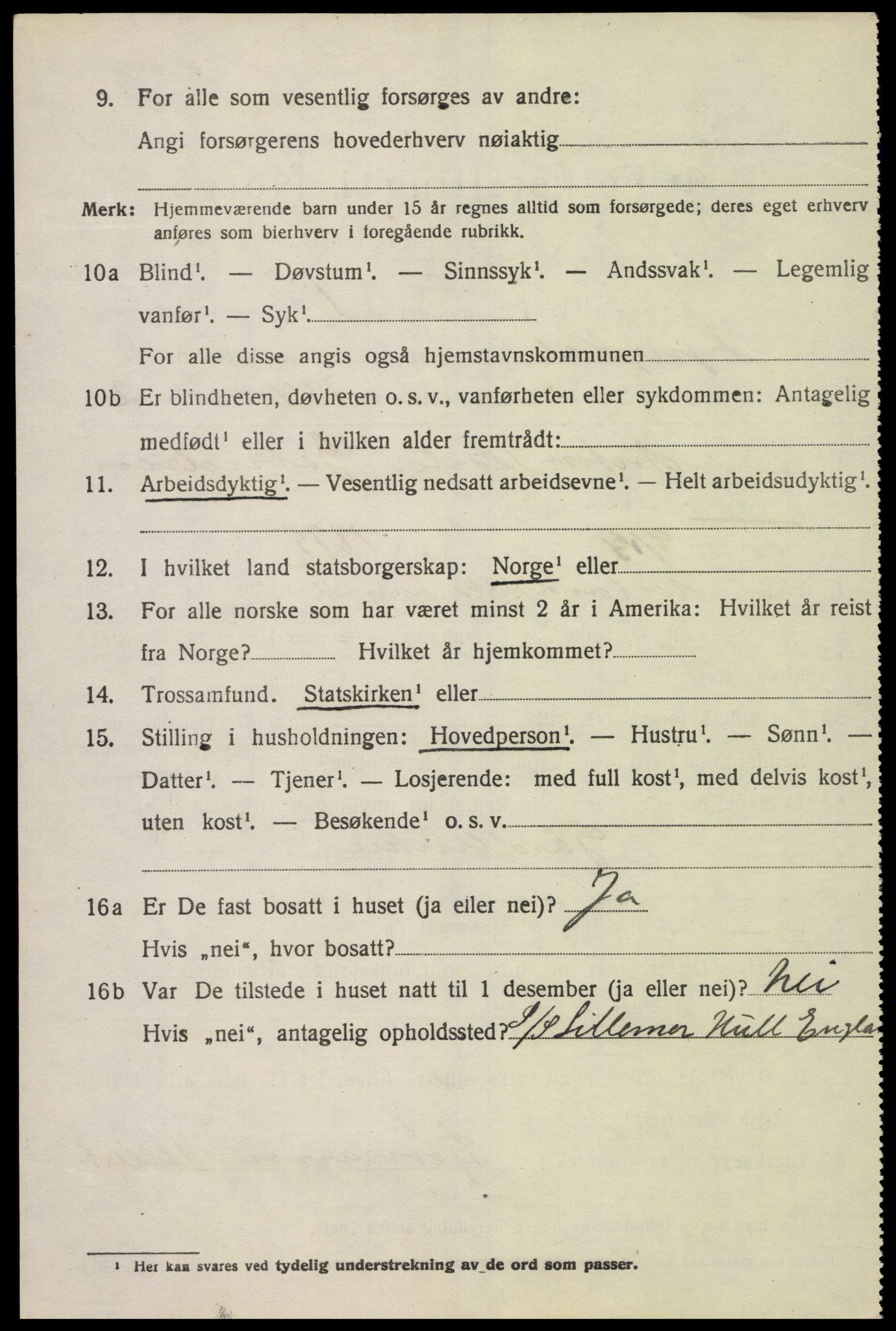 SAK, 1920 census for Lyngdal, 1920, p. 4866