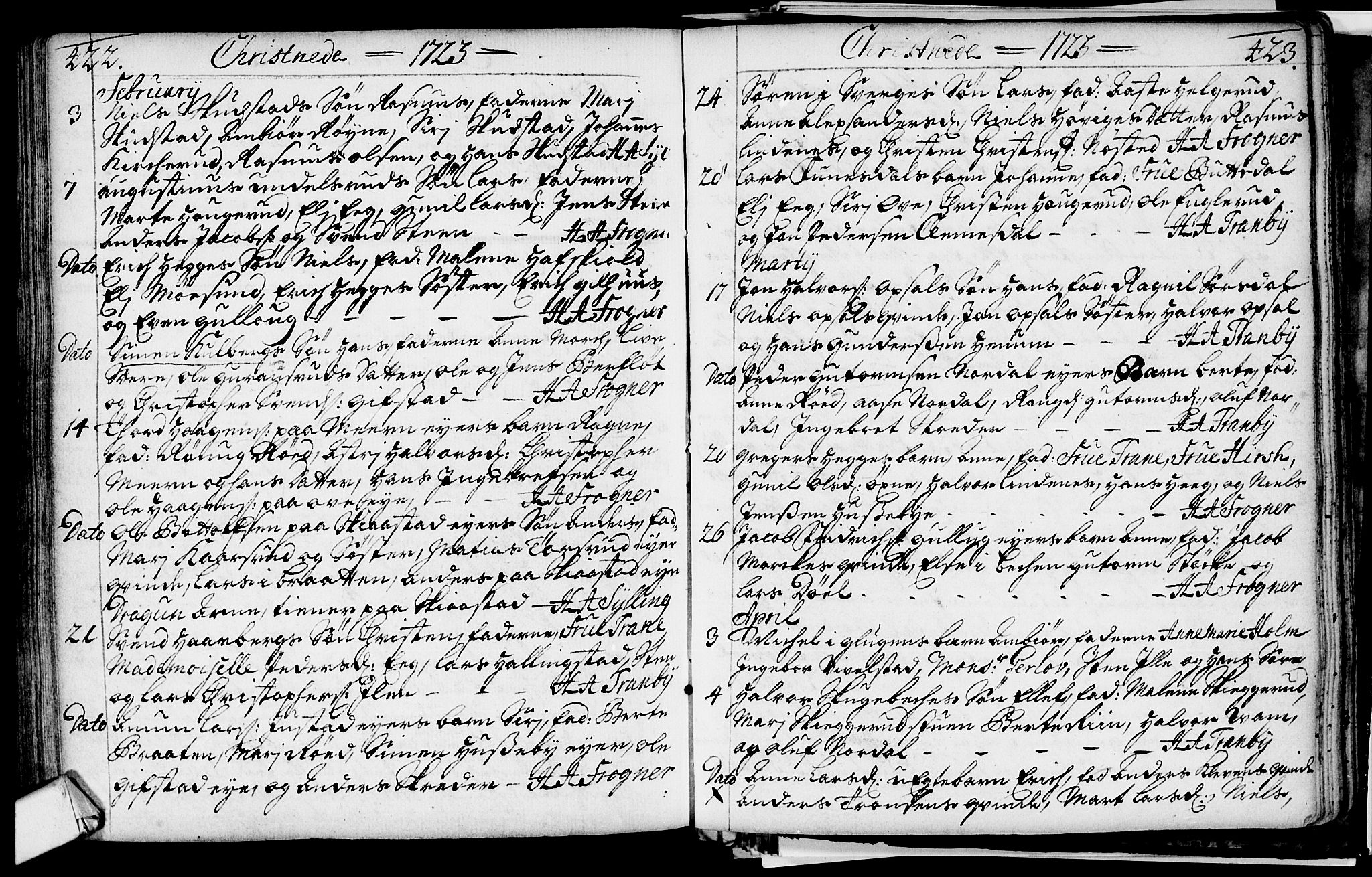 Lier kirkebøker, SAKO/A-230/F/Fa/L0002: Parish register (official) no. I 2, 1701-1726, p. 422-423