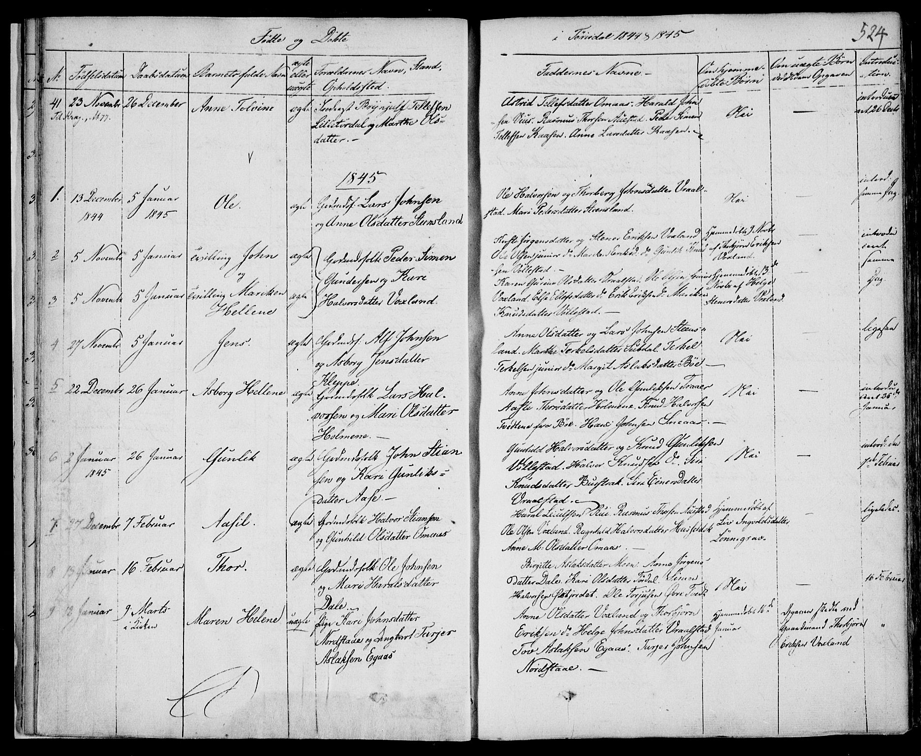 Drangedal kirkebøker, AV/SAKO-A-258/F/Fa/L0007b: Parish register (official) no. 7b, 1837-1856, p. 524