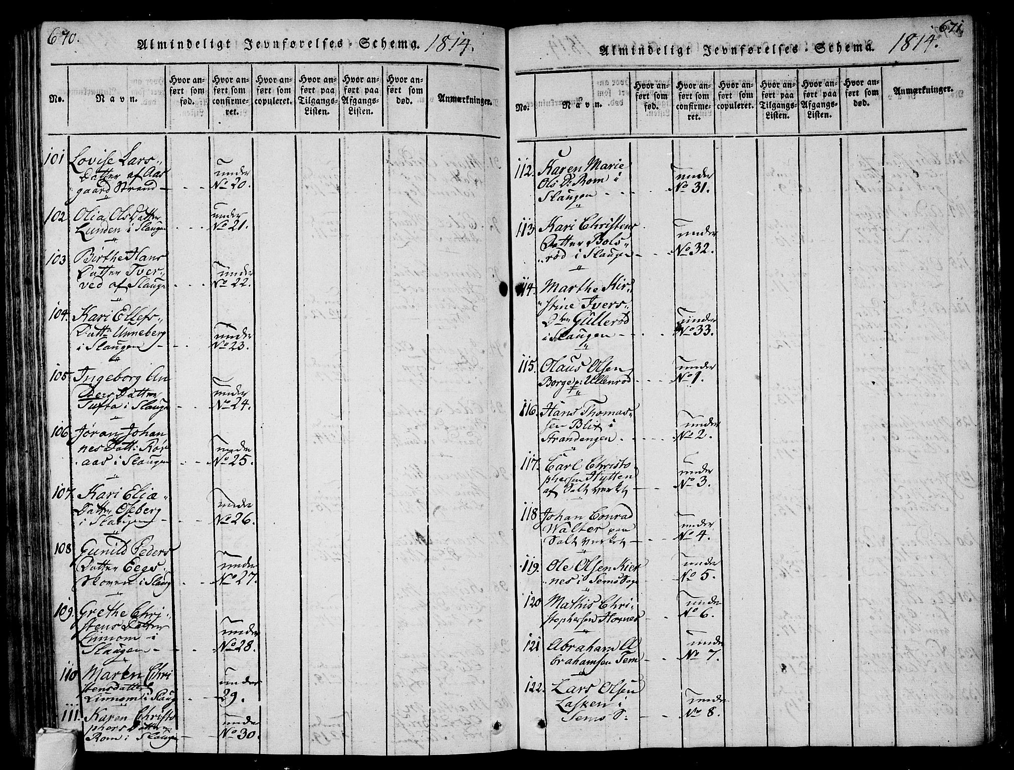 Sem kirkebøker, AV/SAKO-A-5/F/Fa/L0004: Parish register (official) no. I 4, 1814-1825, p. 670-671