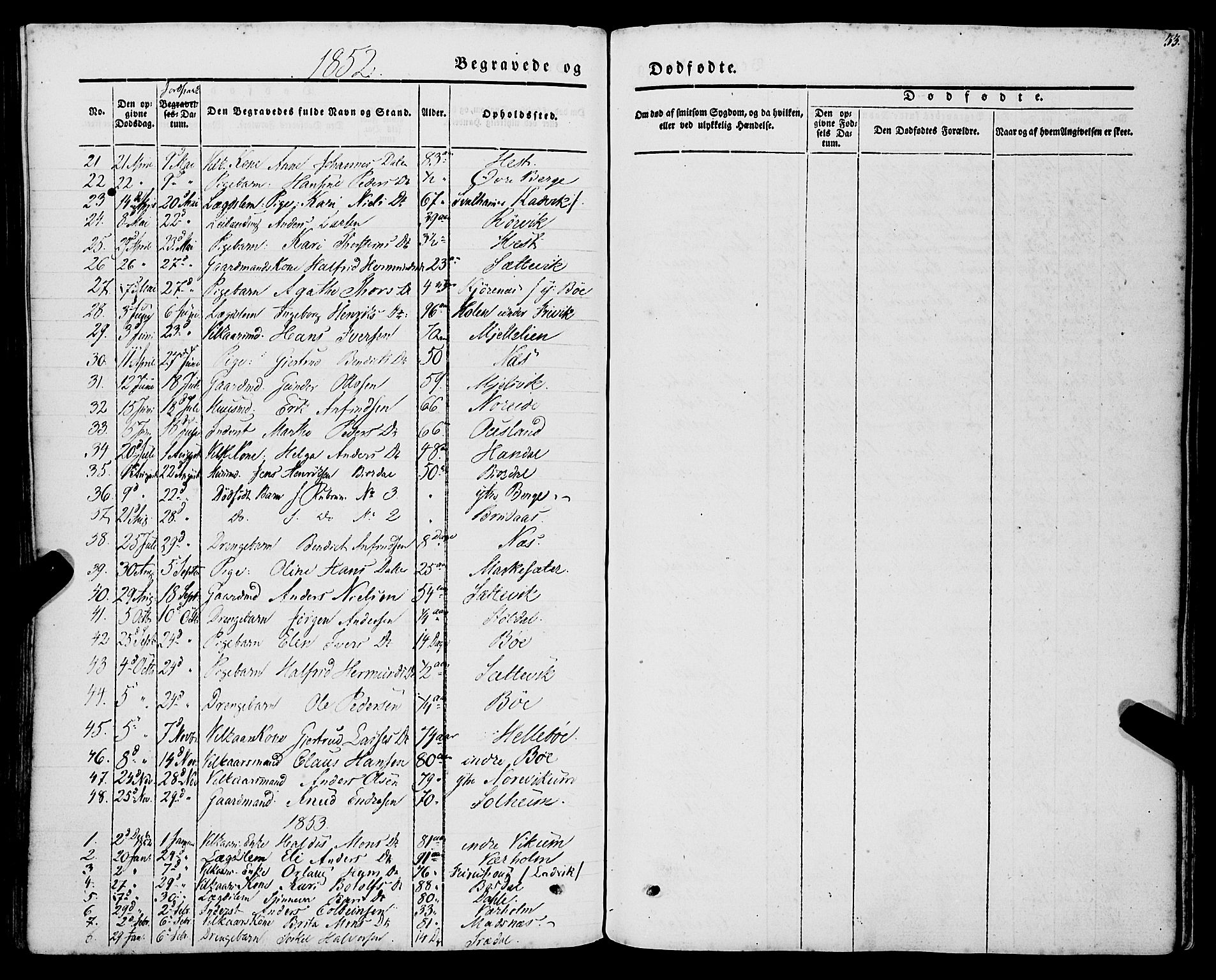 Lavik sokneprestembete, SAB/A-80901: Parish register (official) no. A 3, 1843-1863, p. 33