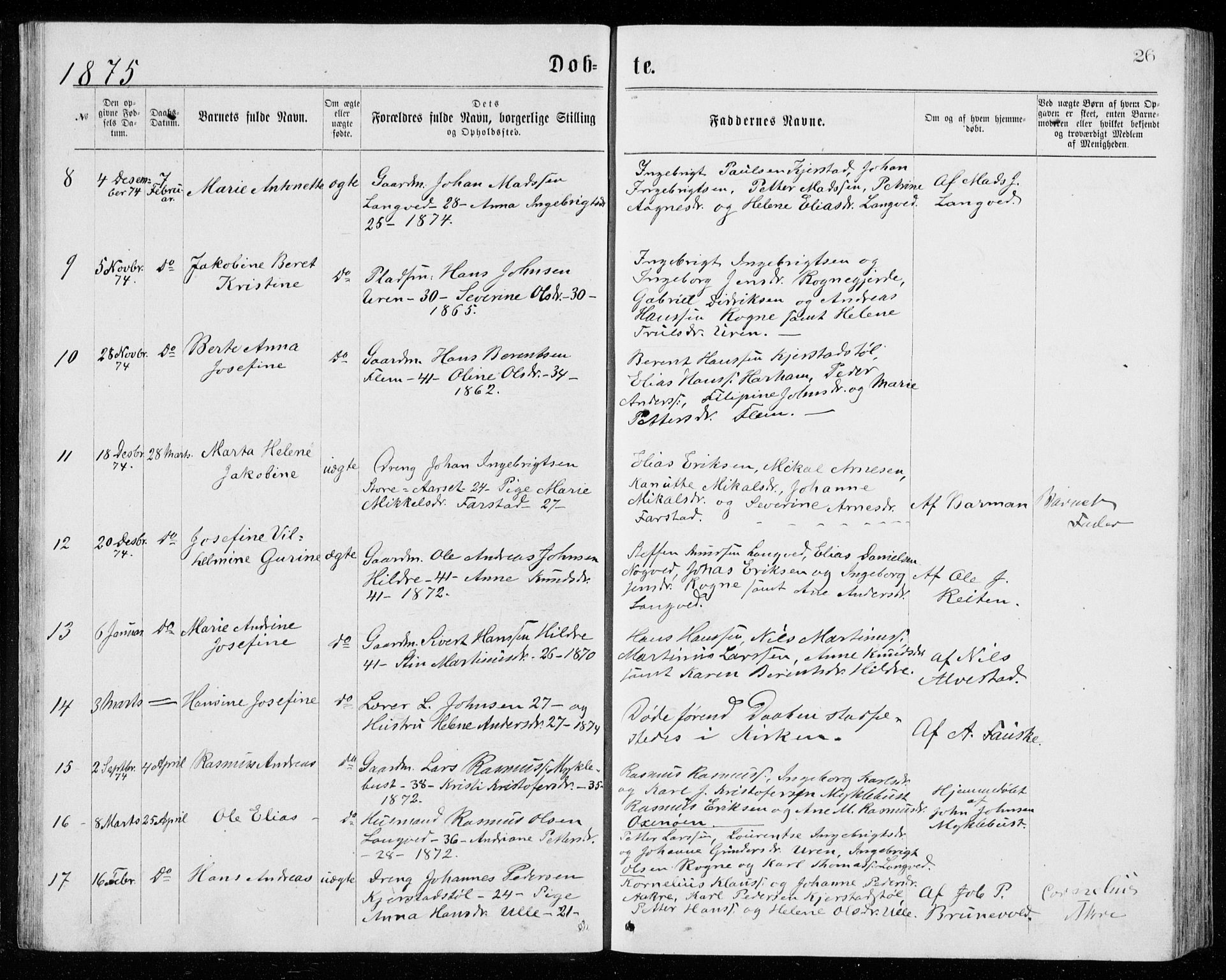 Ministerialprotokoller, klokkerbøker og fødselsregistre - Møre og Romsdal, AV/SAT-A-1454/536/L0509: Parish register (copy) no. 536C04, 1871-1881, p. 26