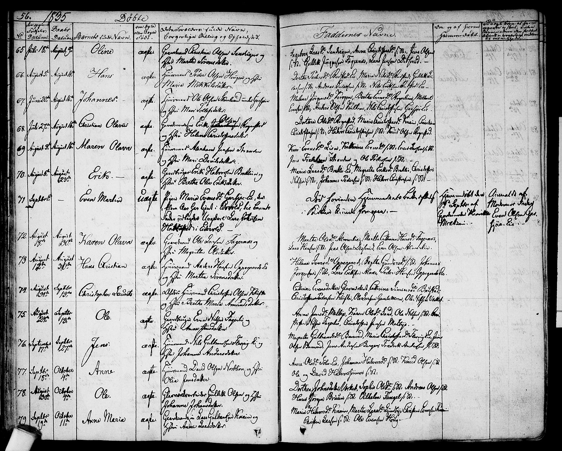 Hurdal prestekontor Kirkebøker, AV/SAO-A-10889/F/Fa/L0004: Parish register (official) no. I 4, 1828-1845, p. 56