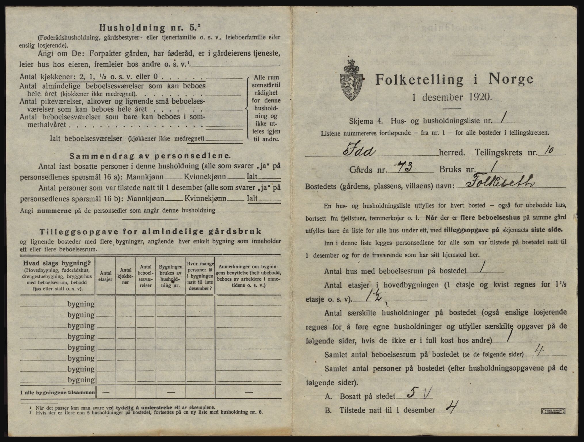 SAO, 1920 census for Idd, 1920, p. 1334