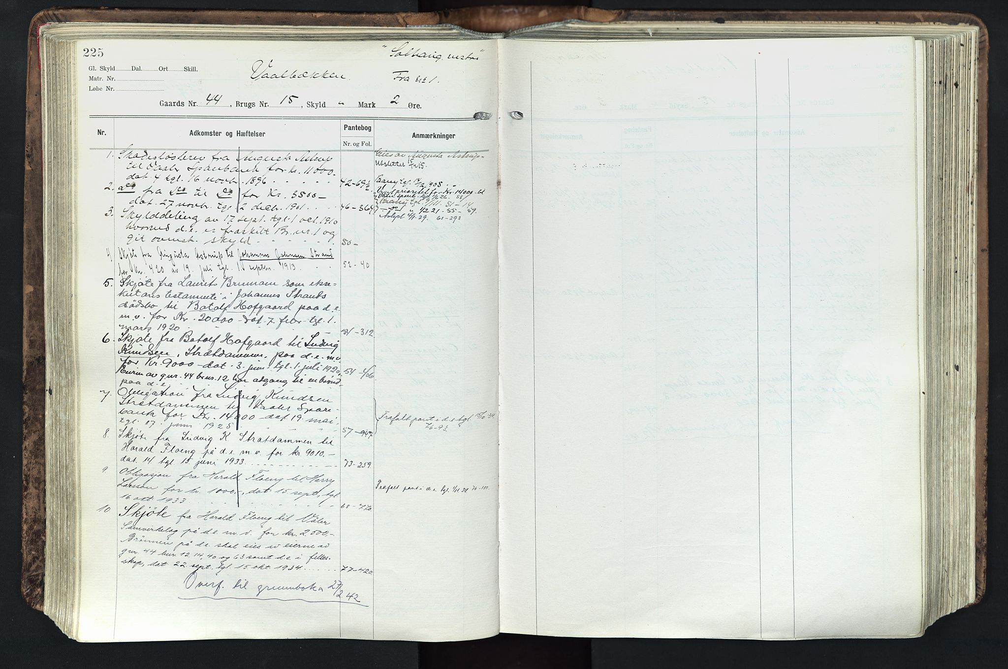 Solør tingrett, AV/SAH-TING-008/H/Ha/Hak/L0003: Mortgage register no. III, 1900-1935, p. 225