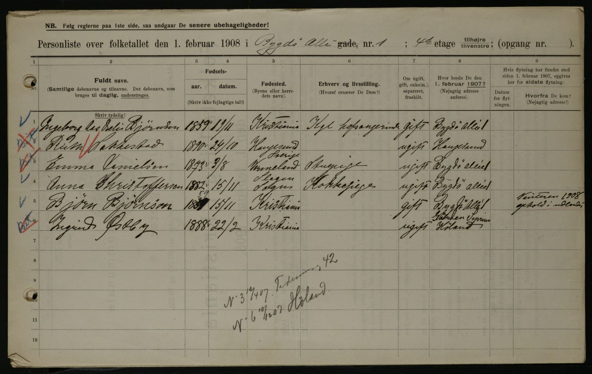 OBA, Municipal Census 1908 for Kristiania, 1908, p. 9762