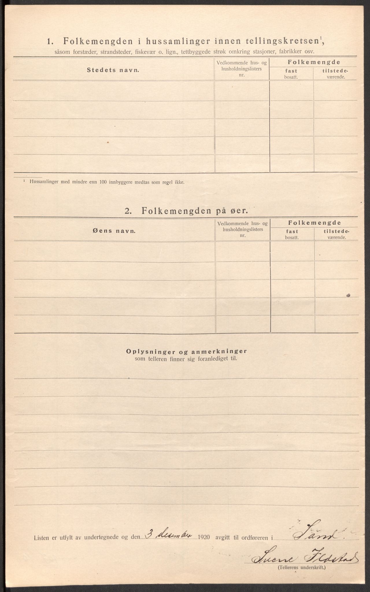 SAST, 1920 census for Sand, 1920, p. 23