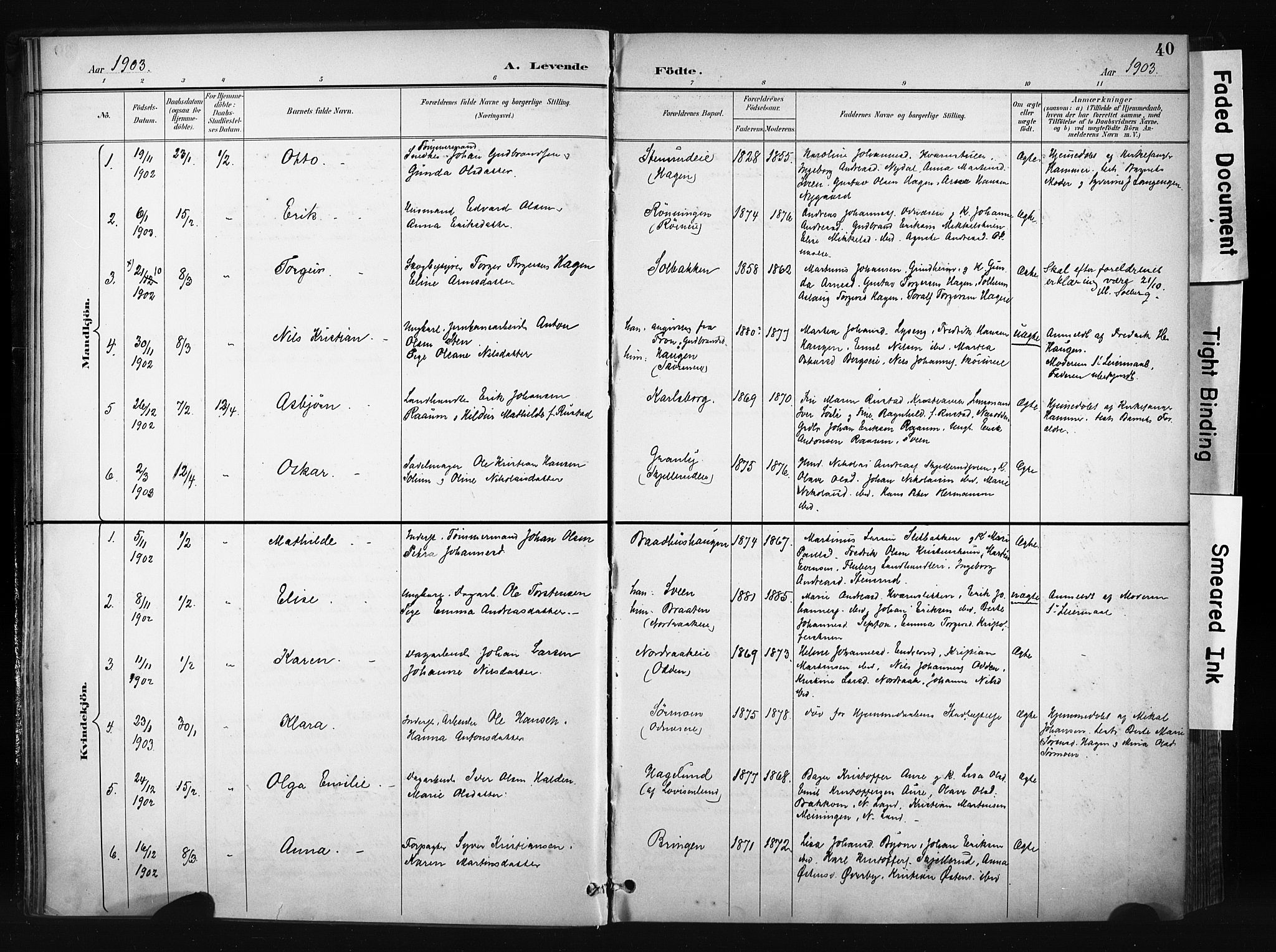 Søndre Land prestekontor, SAH/PREST-122/K/L0004: Parish register (official) no. 4, 1895-1904, p. 40