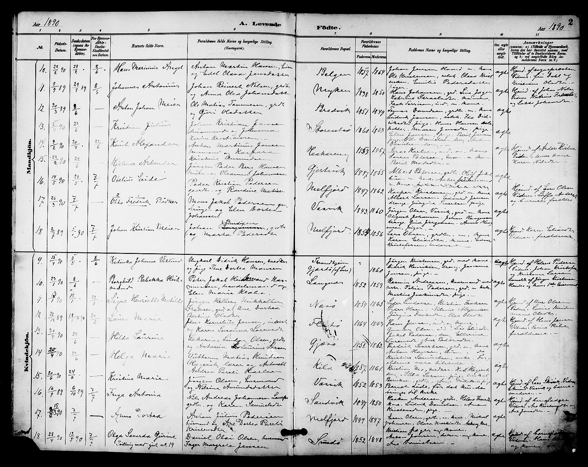 Ministerialprotokoller, klokkerbøker og fødselsregistre - Nordland, SAT/A-1459/841/L0610: Parish register (official) no. 841A14, 1890-1901, p. 2