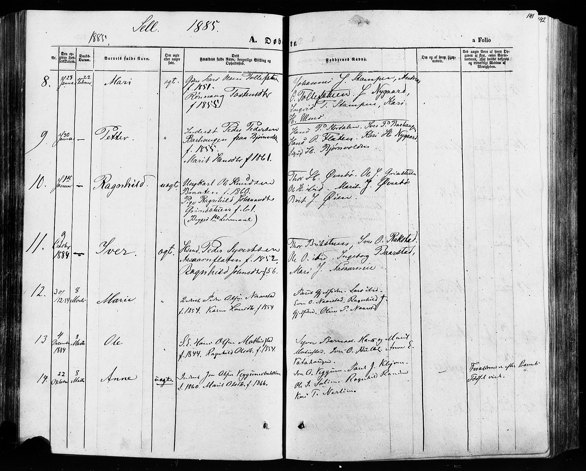 Vågå prestekontor, SAH/PREST-076/H/Ha/Haa/L0007: Parish register (official) no. 7 /3, 1872-1886, p. 141