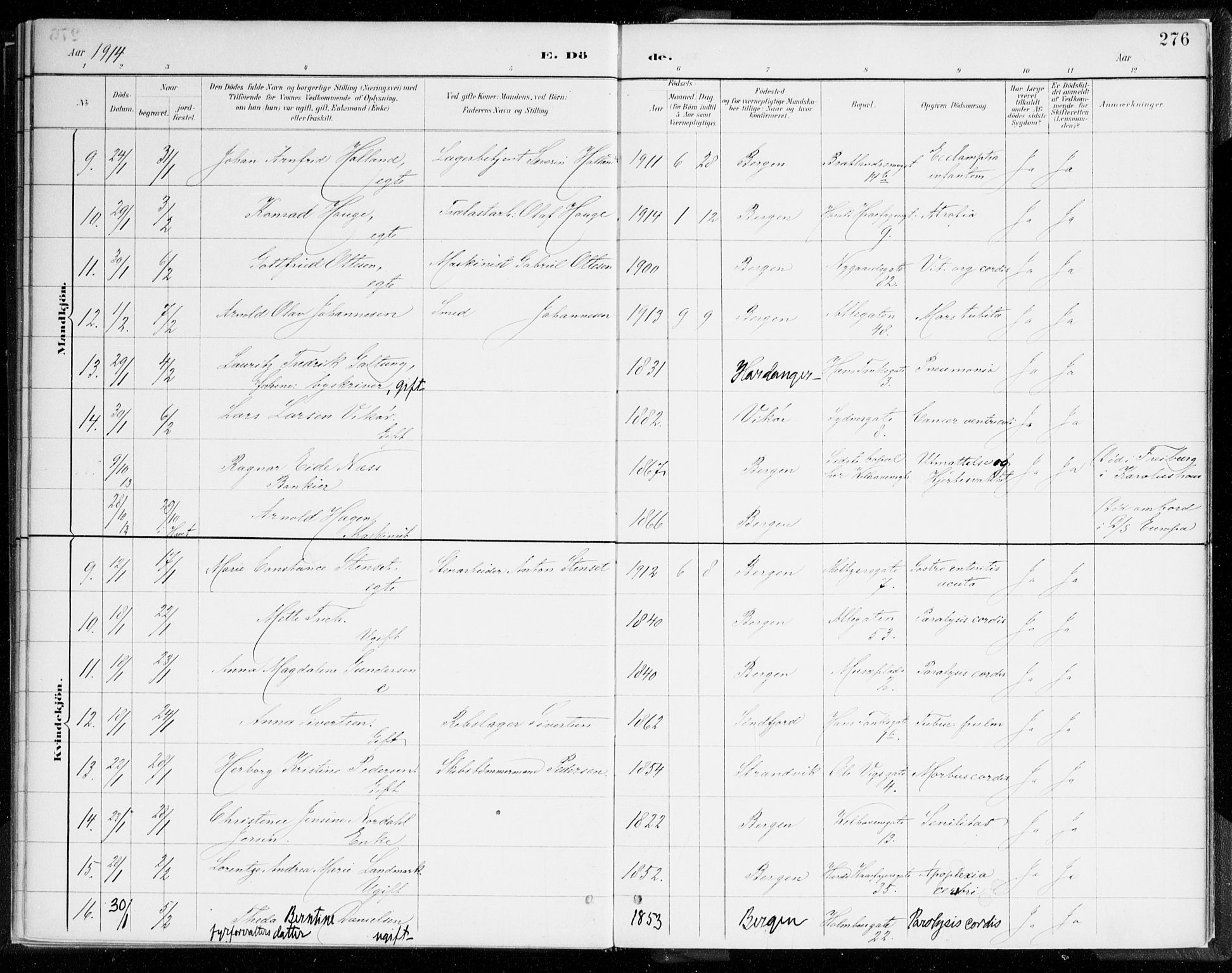 Johanneskirken sokneprestembete, AV/SAB-A-76001/H/Haa/L0019: Parish register (official) no. E 1, 1885-1915, p. 276