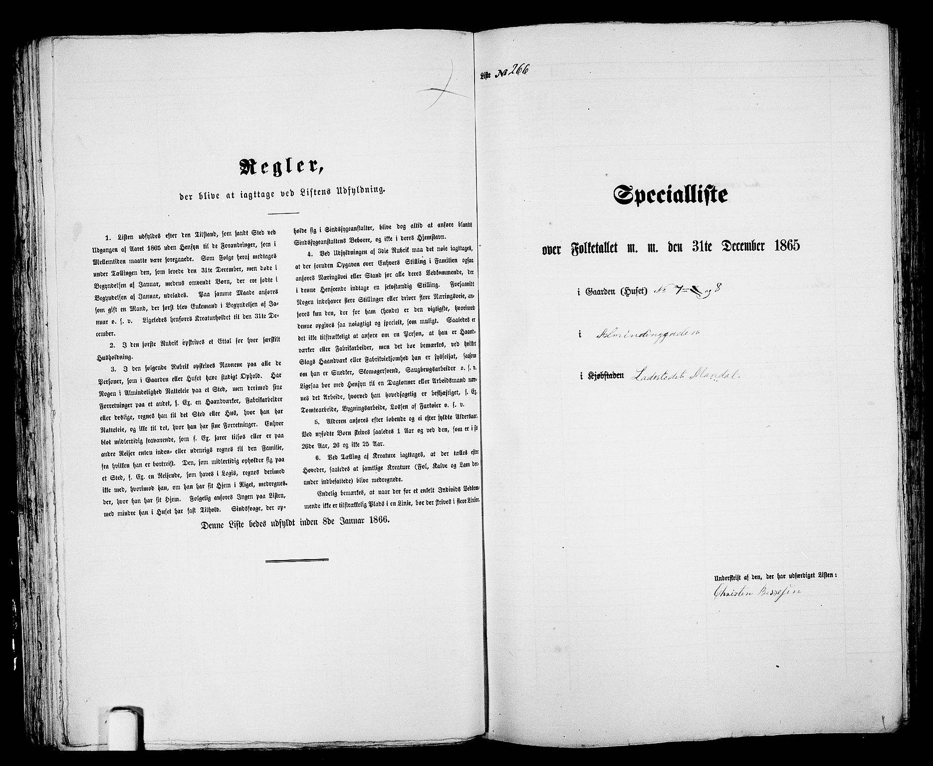 RA, 1865 census for Mandal/Mandal, 1865, p. 537