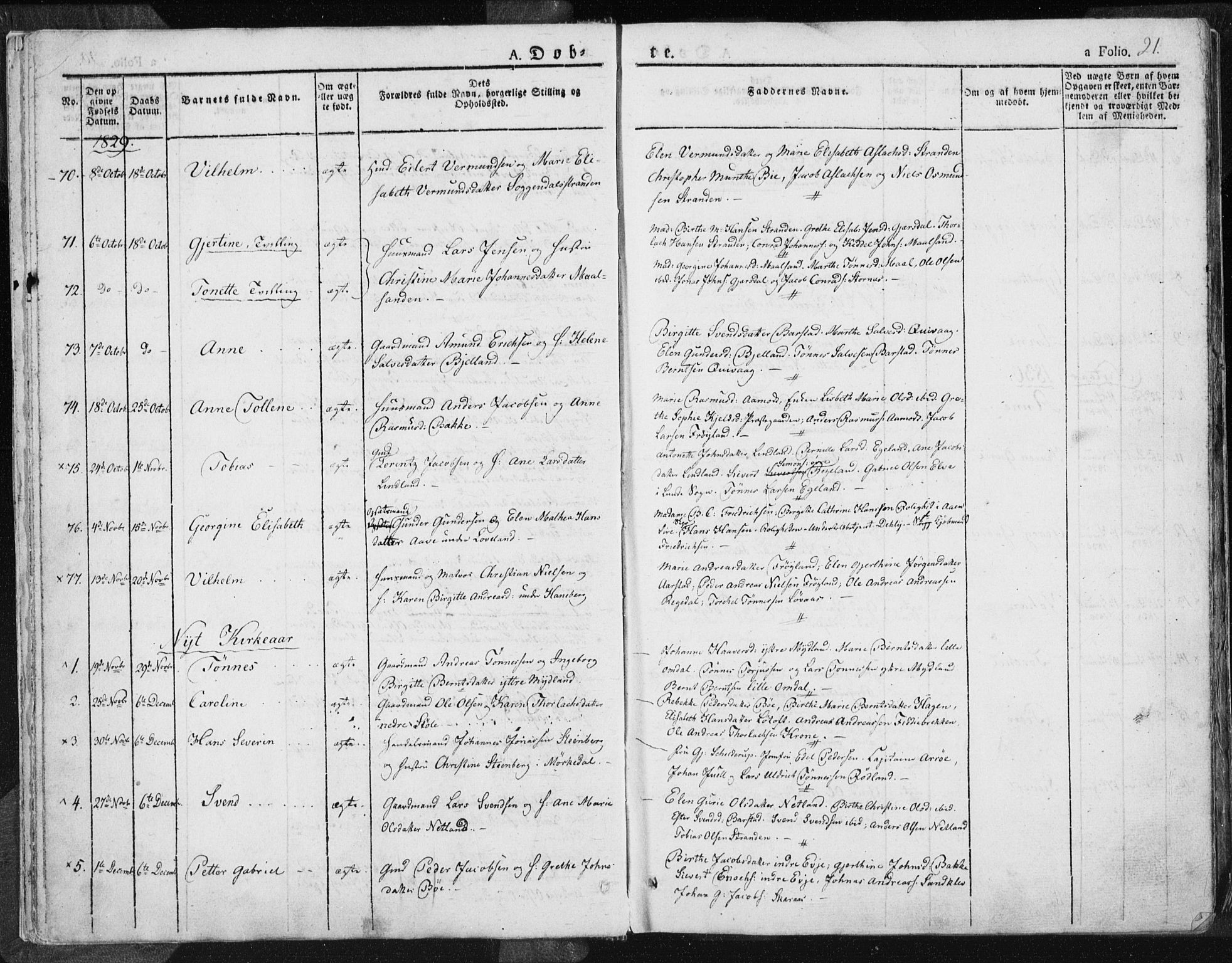 Sokndal sokneprestkontor, SAST/A-101808: Parish register (official) no. A 7.1, 1826-1842, p. 21