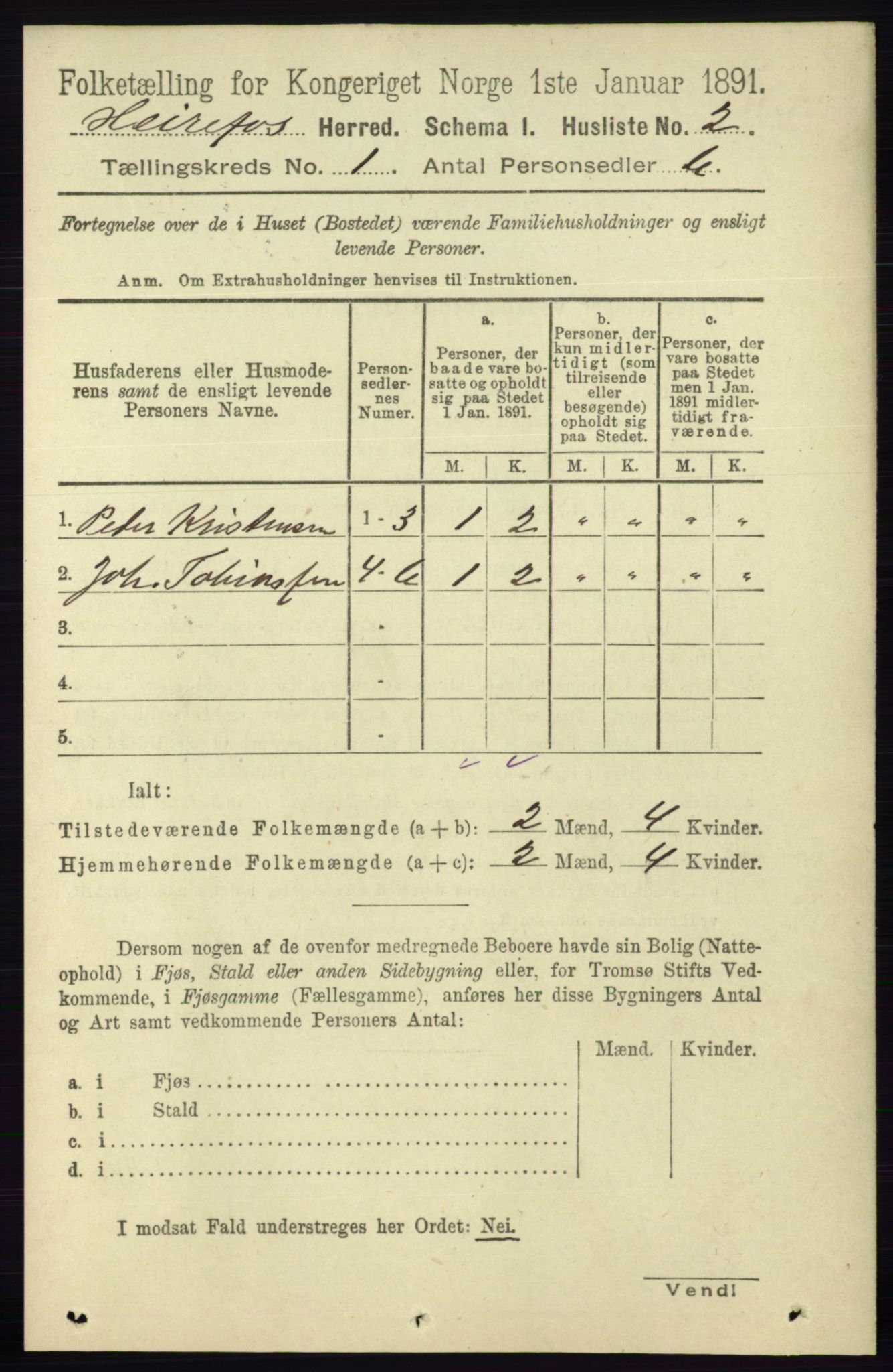 RA, 1891 census for 0933 Herefoss, 1891, p. 14