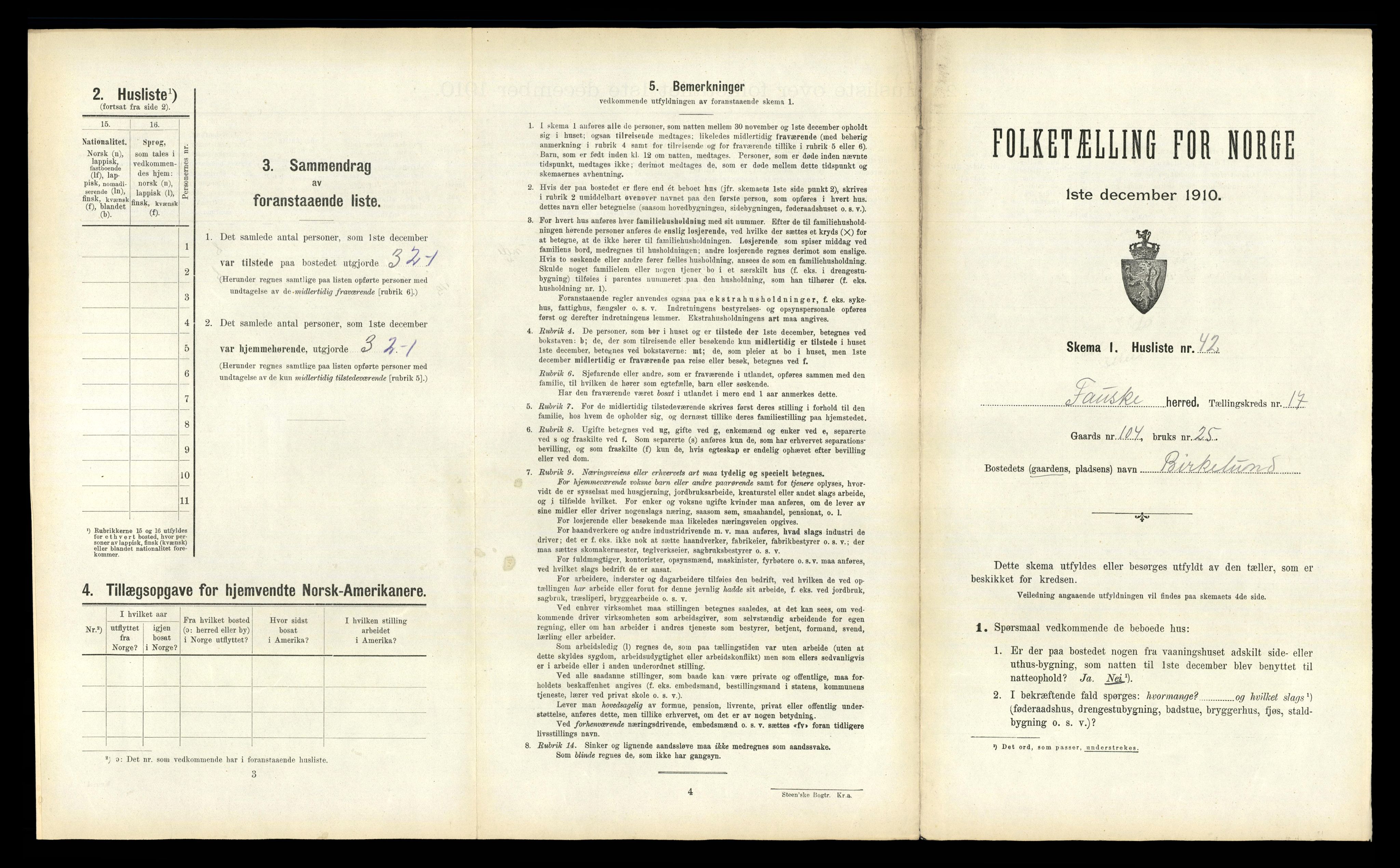 RA, 1910 census for Fauske, 1910, p. 1126