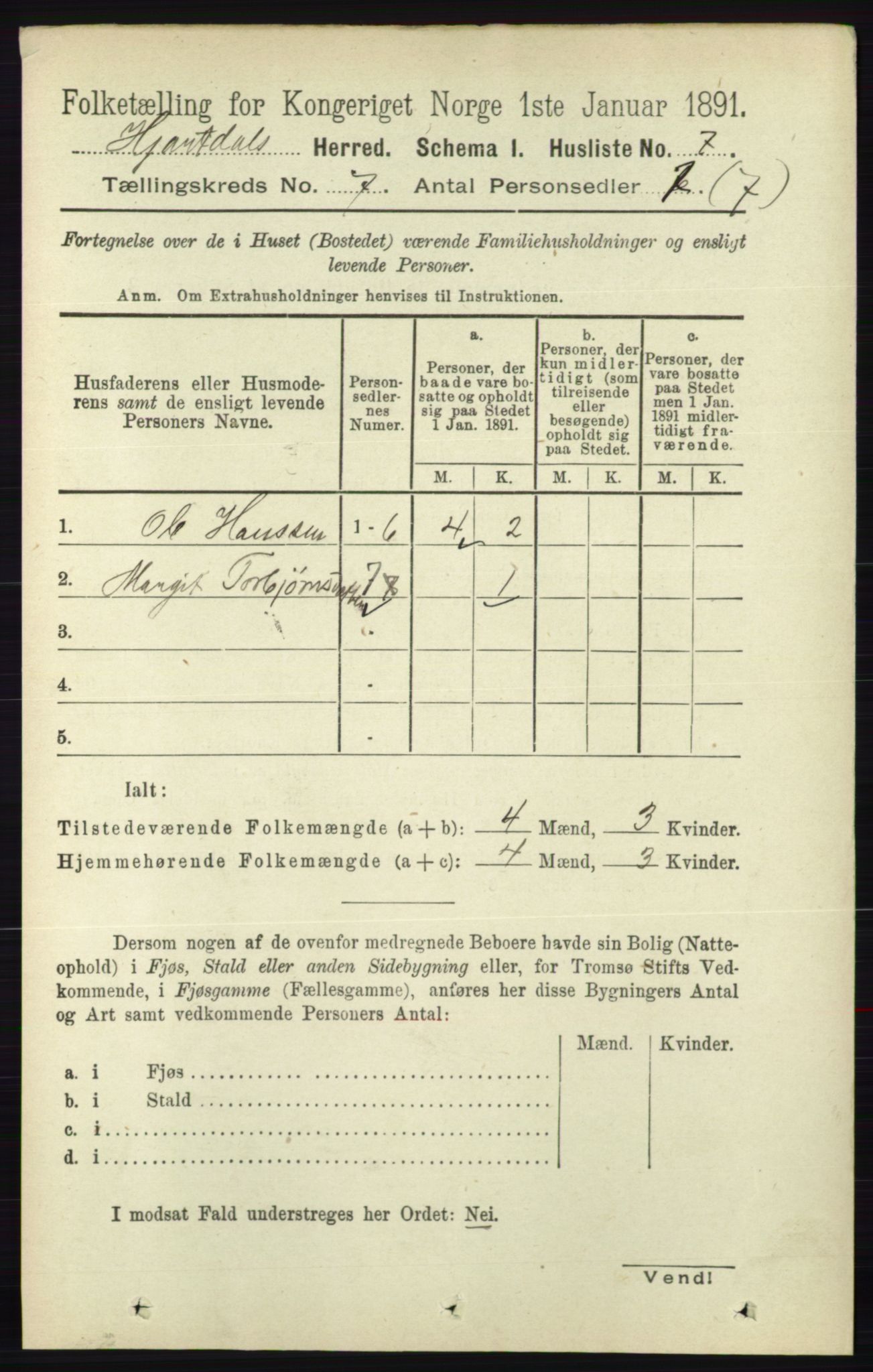 RA, 1891 census for 0827 Hjartdal, 1891, p. 2502