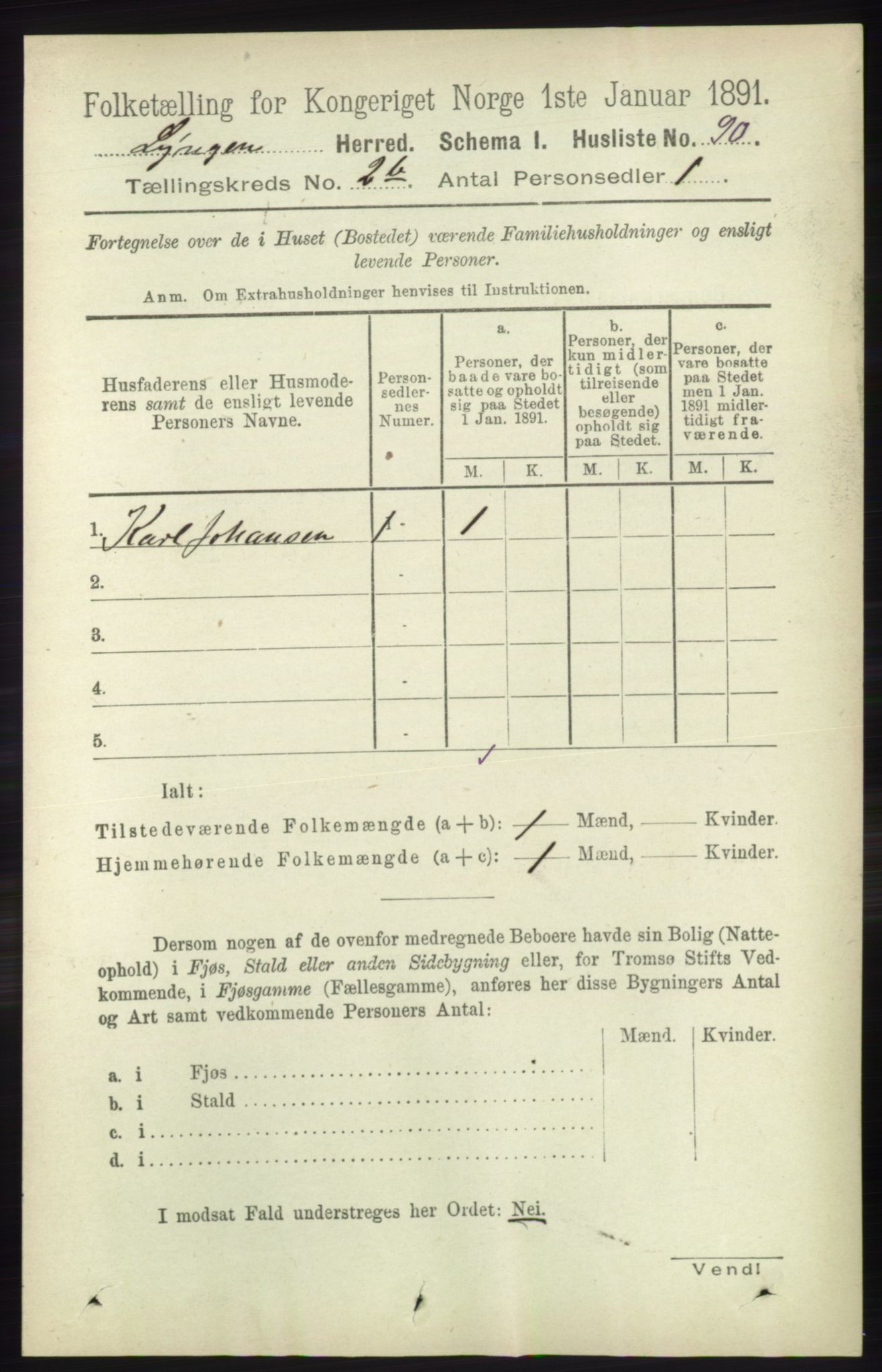 RA, 1891 census for 1938 Lyngen, 1891, p. 2458