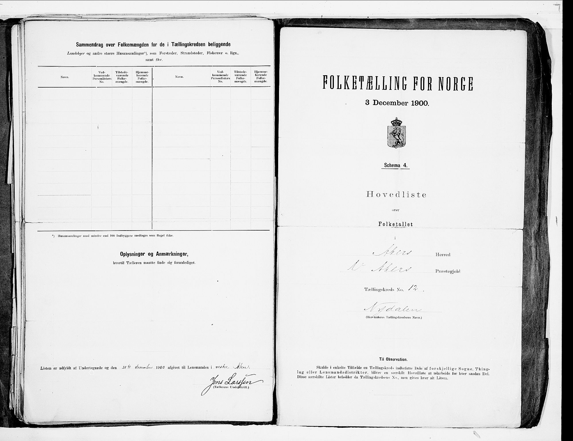 SAO, 1900 census for Aker, 1900, p. 68