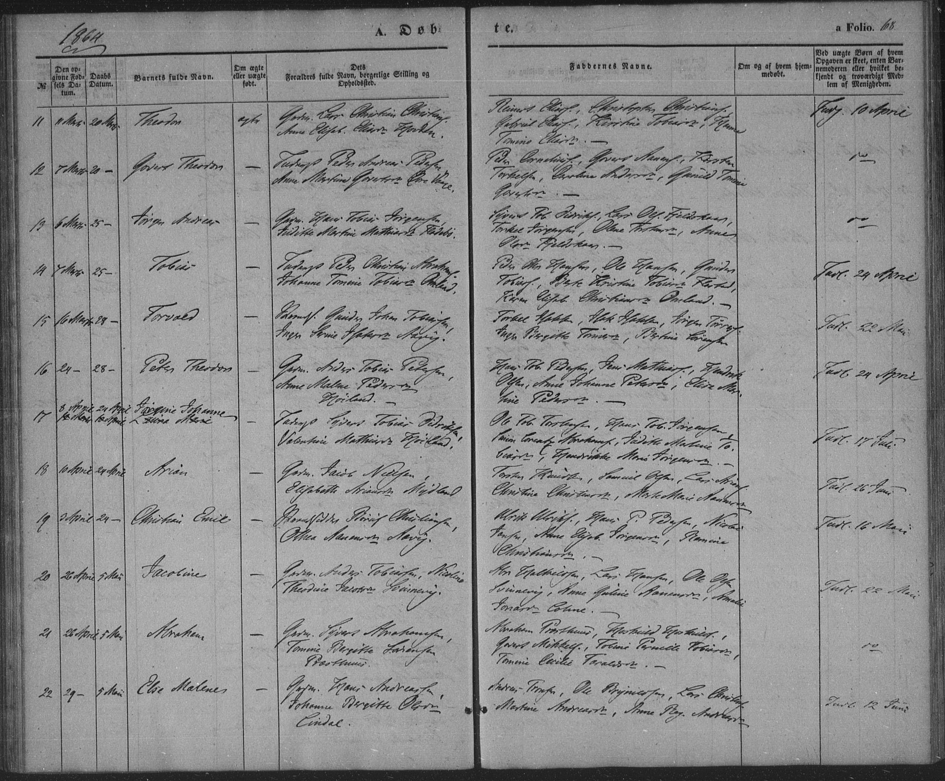 Sør-Audnedal sokneprestkontor, AV/SAK-1111-0039/F/Fa/Faa/L0002: Parish register (official) no. A 2, 1848-1867, p. 68