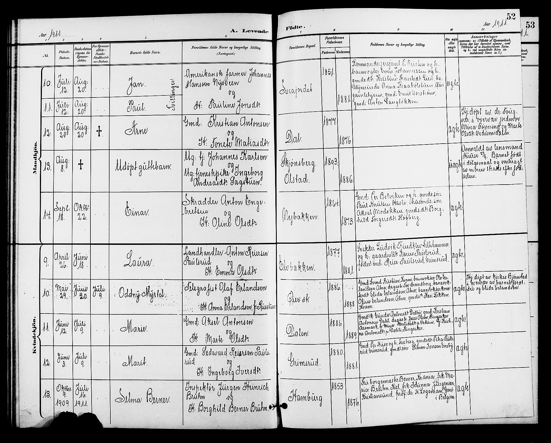 Øyer prestekontor, AV/SAH-PREST-084/H/Ha/Hab/L0005: Parish register (copy) no. 5, 1897-1913, p. 52