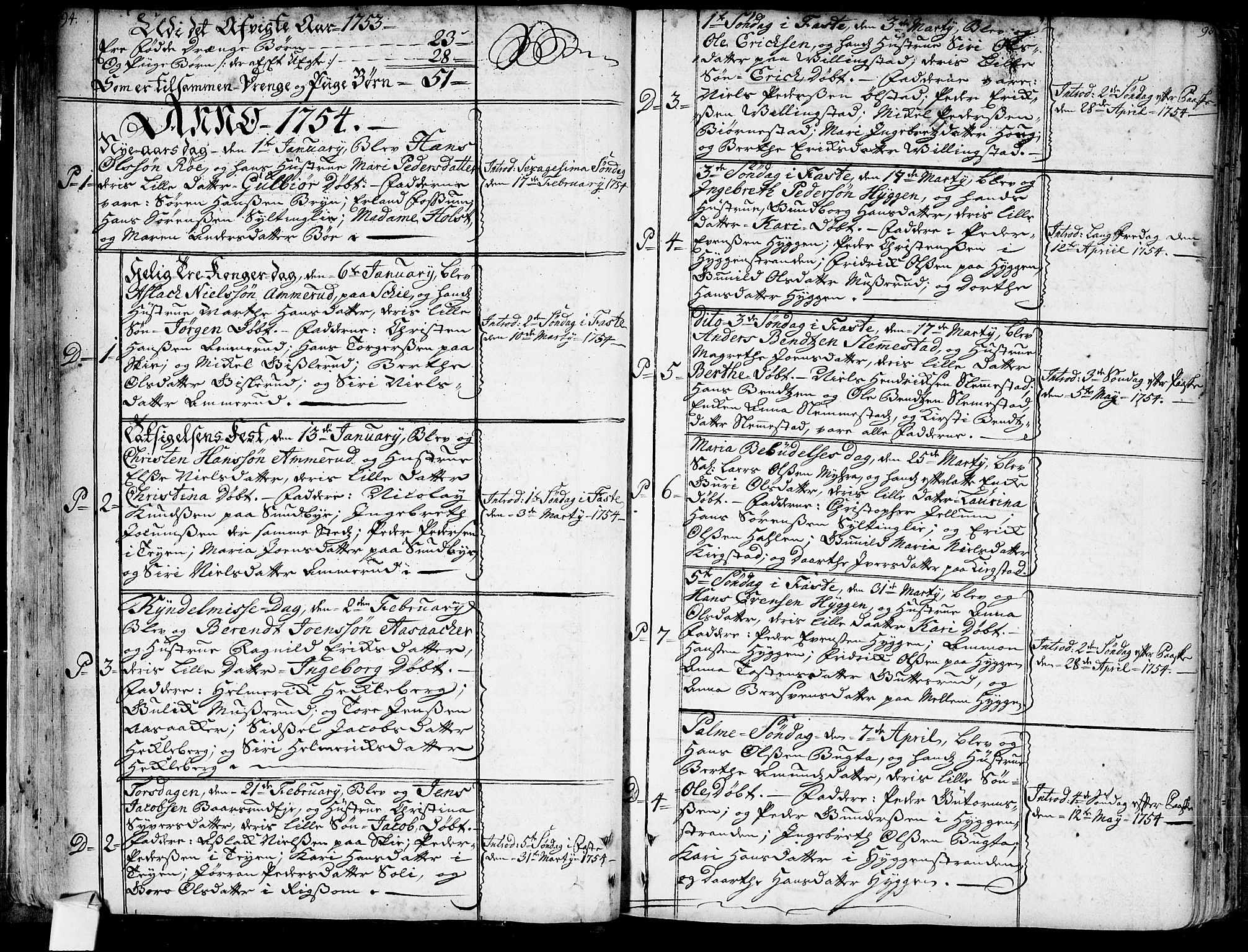 Røyken kirkebøker, SAKO/A-241/G/Ga/L0001: Parish register (copy) no. 1, 1740-1768, p. 94-95