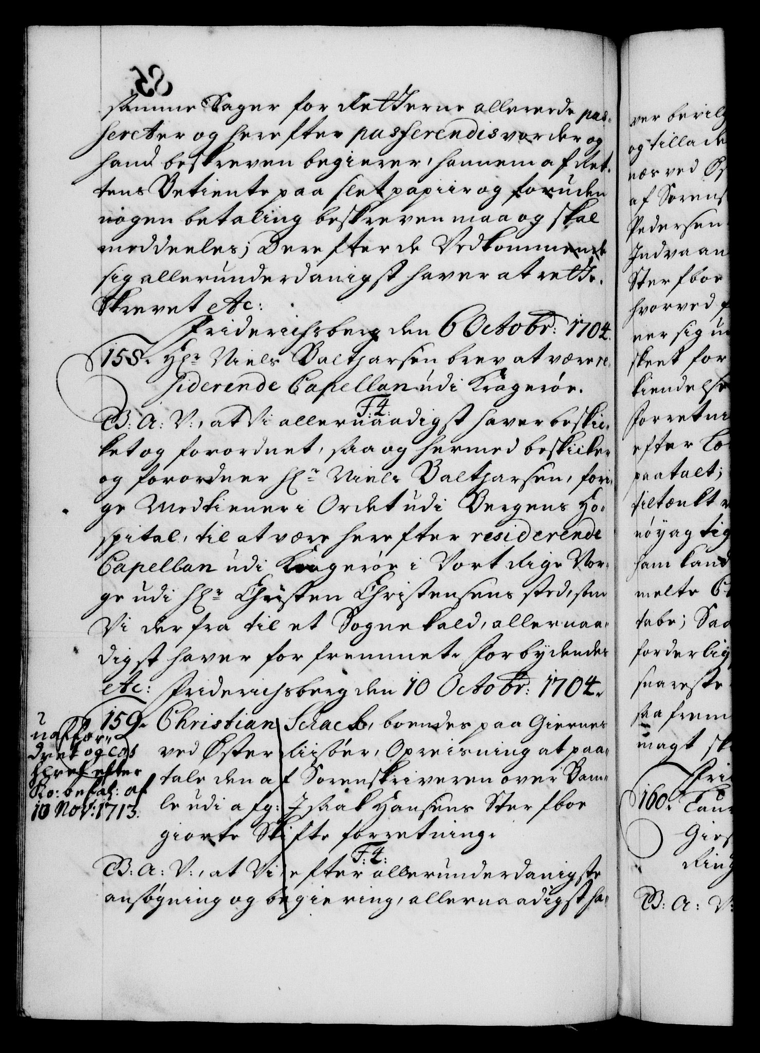 Danske Kanselli 1572-1799, AV/RA-EA-3023/F/Fc/Fca/Fcaa/L0019: Norske registre, 1704-1707, p. 85b