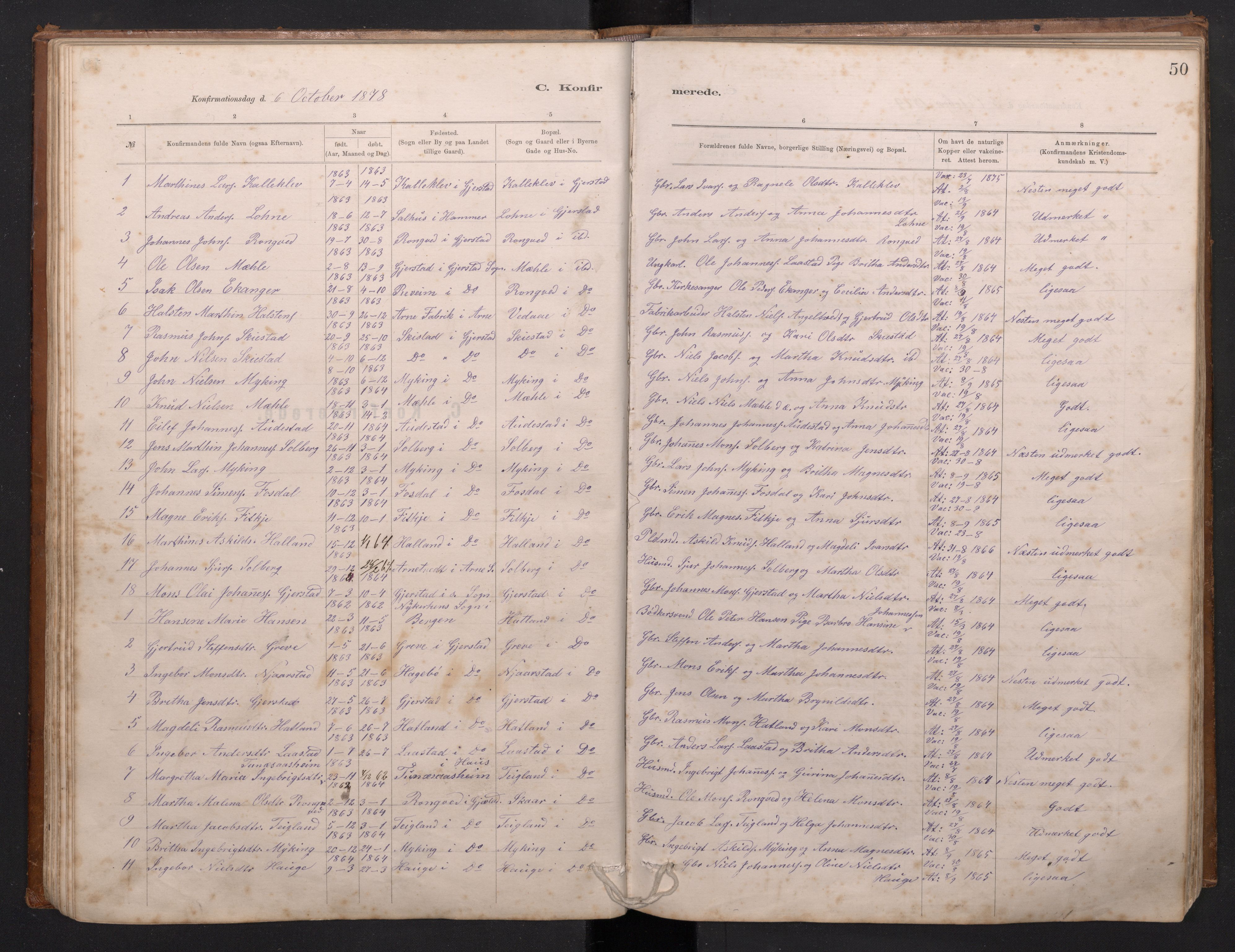 Haus sokneprestembete, SAB/A-75601/H/Hab: Parish register (copy) no. C 2, 1878-1892, p. 49b-50a