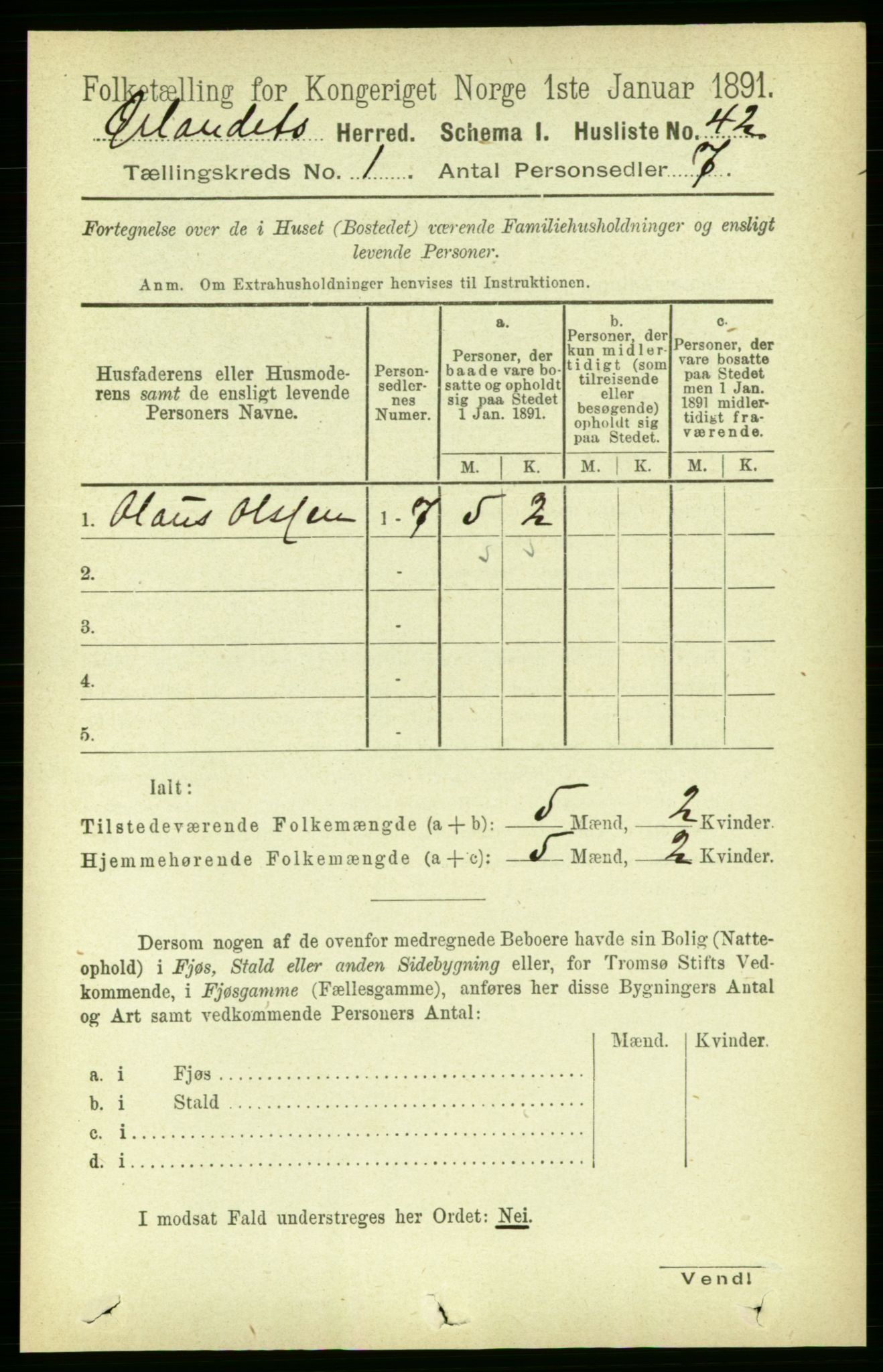 RA, 1891 census for 1621 Ørland, 1891, p. 77