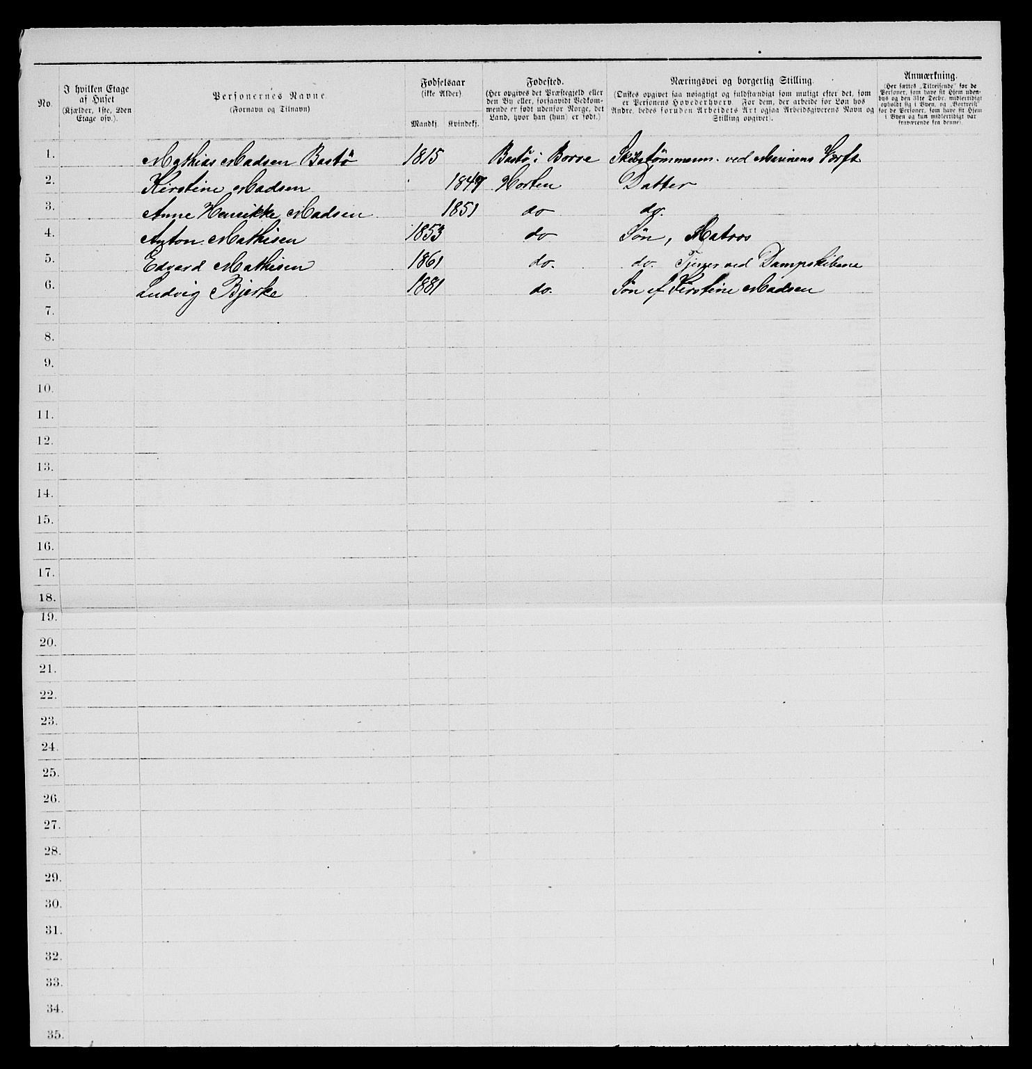 SAKO, 1885 census for 0703 Horten, 1885, p. 1278