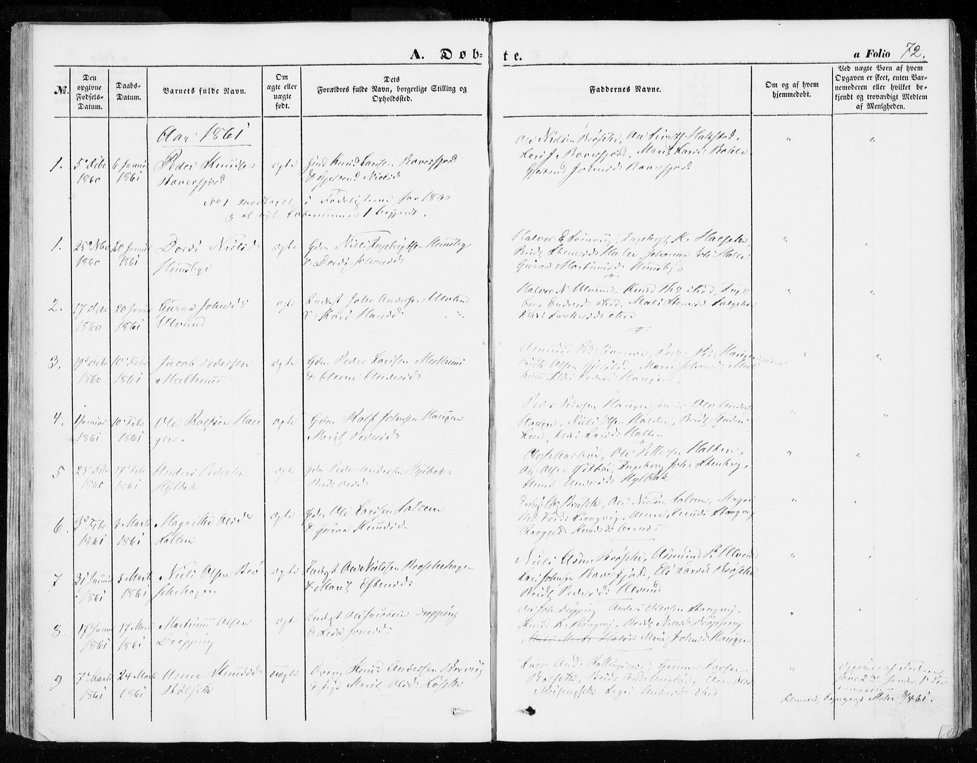Ministerialprotokoller, klokkerbøker og fødselsregistre - Møre og Romsdal, SAT/A-1454/592/L1026: Parish register (official) no. 592A04, 1849-1867, p. 72