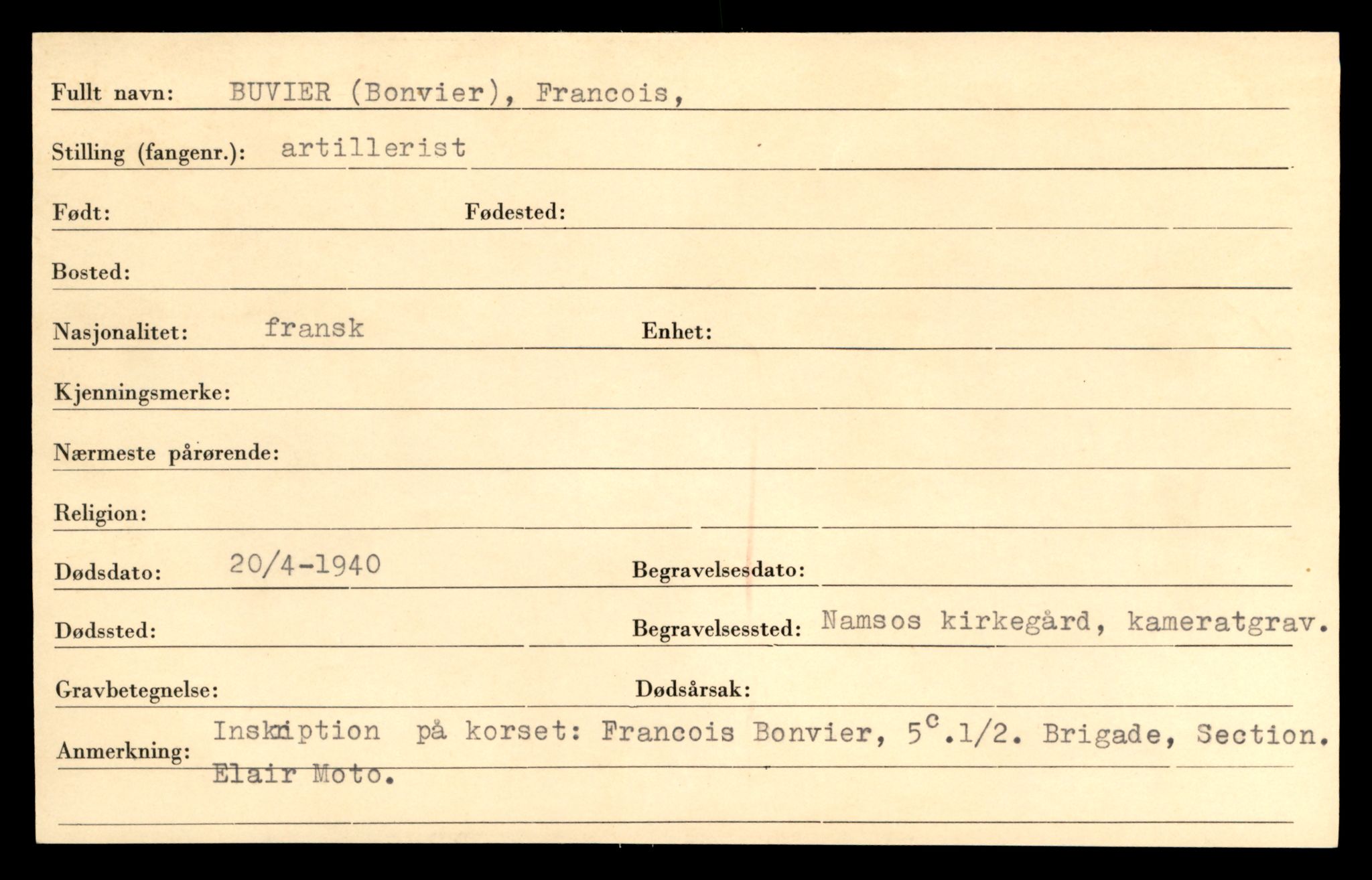 Distriktskontoret for krigsgraver, AV/SAT-A-5030/E/L0005: Kasett/kartotek over falne Britiske og tyske solater, samt andre nasjoners krigsgraver, 1945, p. 1715