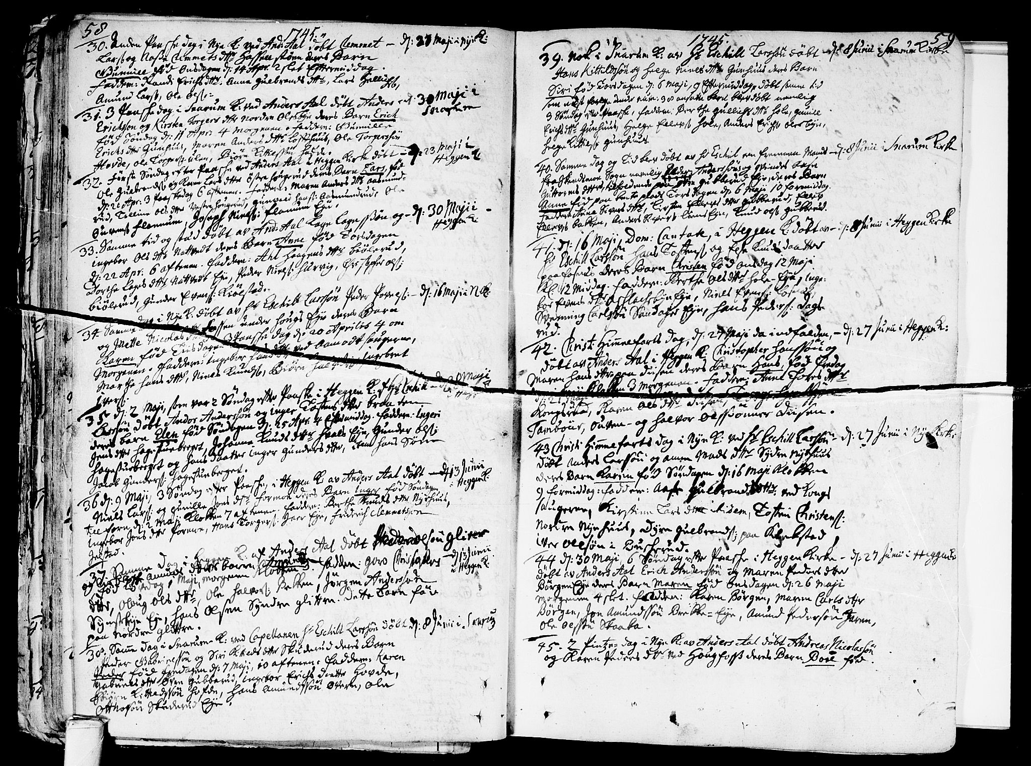 Modum kirkebøker, AV/SAKO-A-234/F/Fa/L0002: Parish register (official) no. 2, 1741-1782, p. 58-59